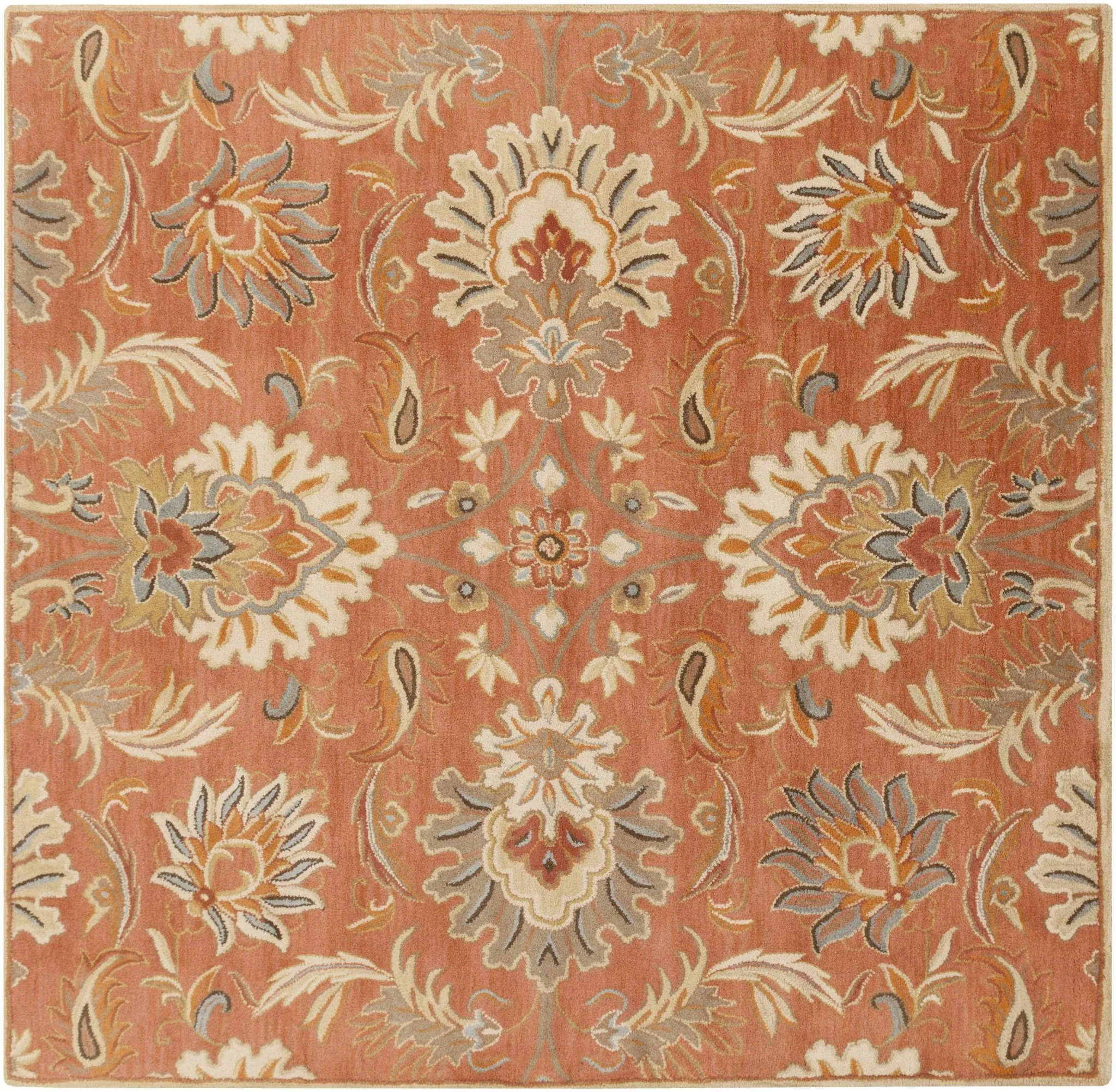 Hand Tufted Rust And Beige Traditional Floral Wool Area Rug - Image 14