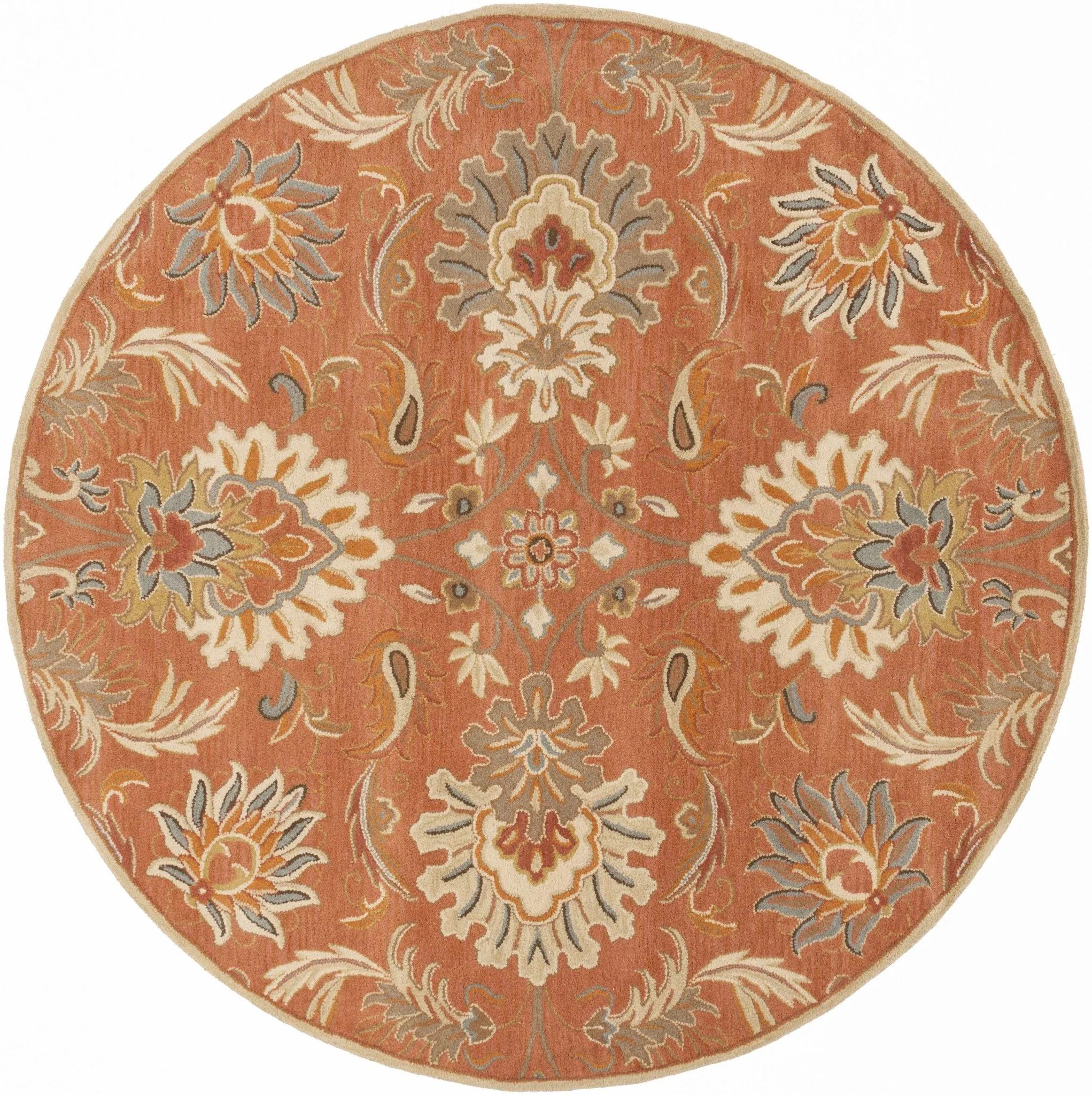 Hand Tufted Rust And Beige Traditional Floral Wool Area Rug - Image 15