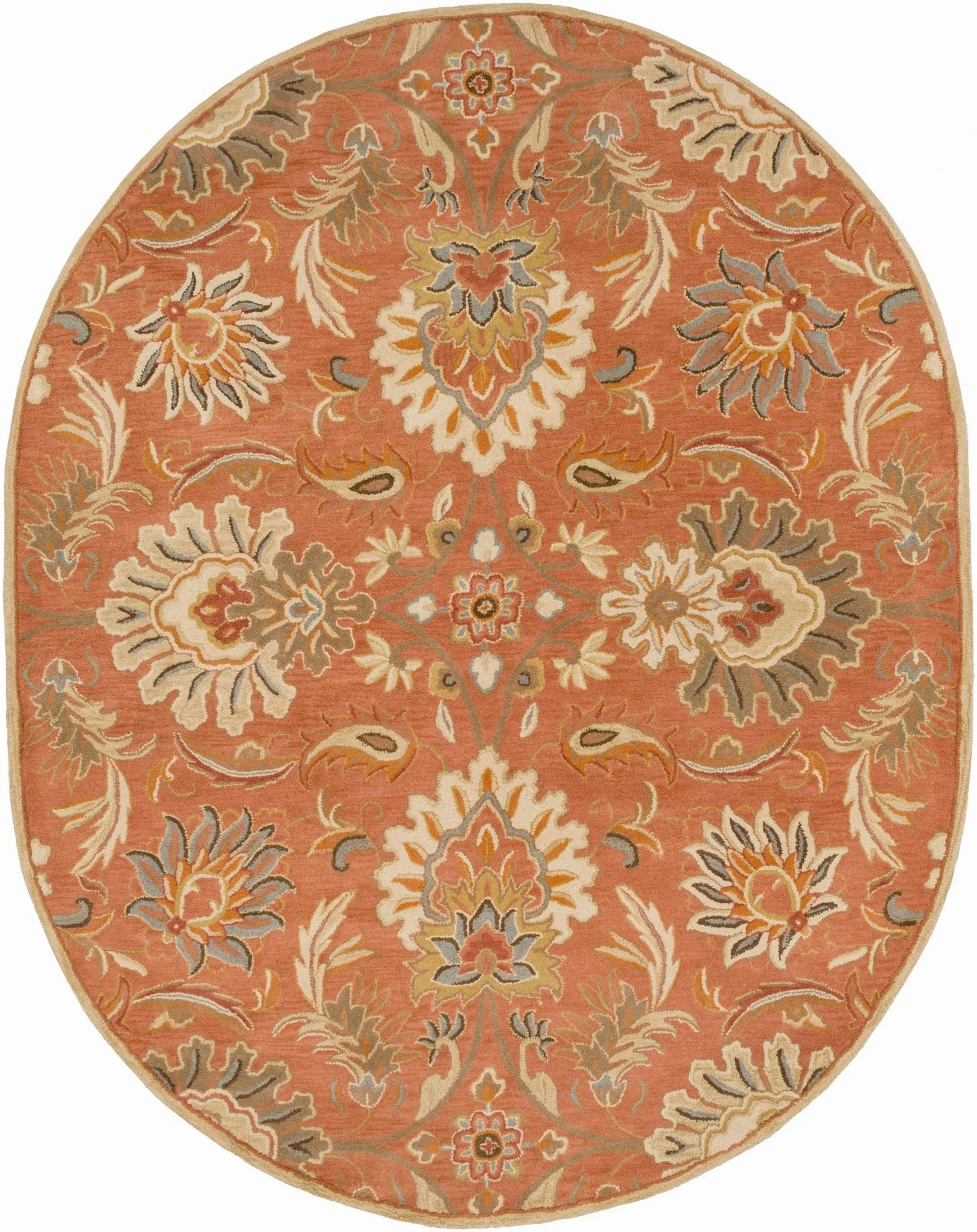 Hand Tufted Rust And Beige Traditional Floral Wool Area Rug - Image 16