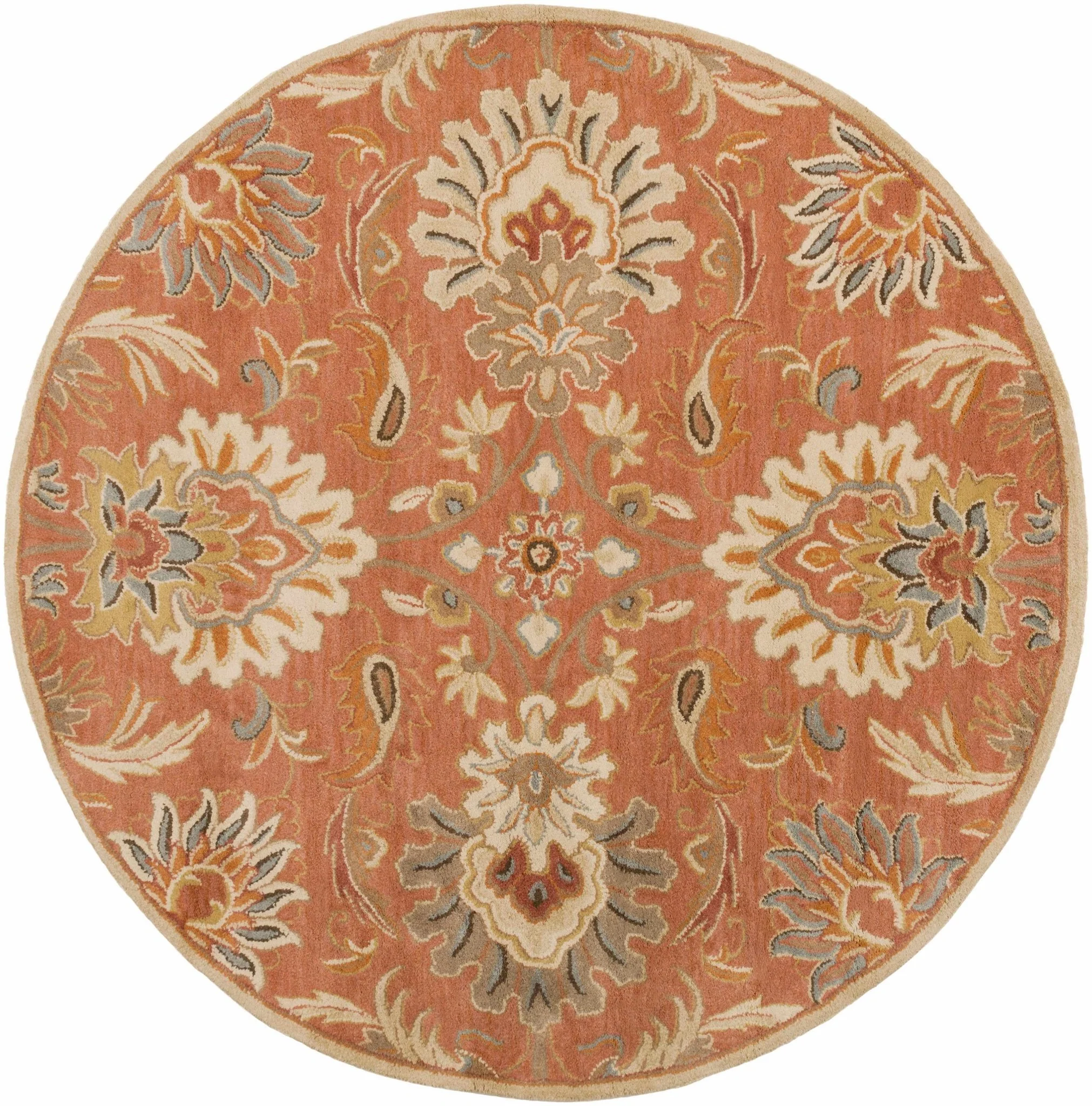 Hand Tufted Rust And Beige Traditional Floral Wool Area Rug - Image 17