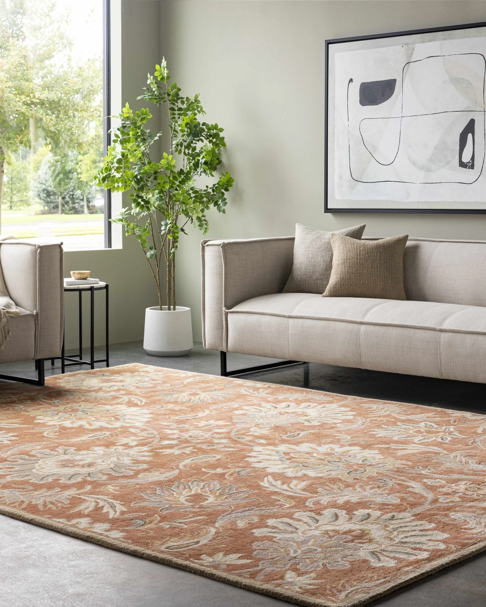 Hand Tufted Rust And Beige Traditional Floral Wool Area Rug - Image 19