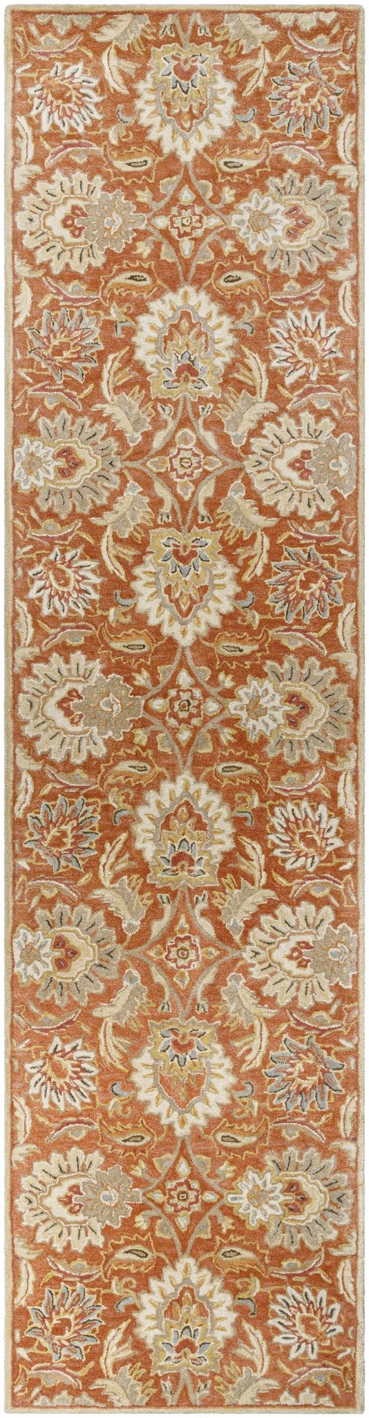 Hand Tufted Rust And Beige Traditional Floral Wool Area Rug - Image 20