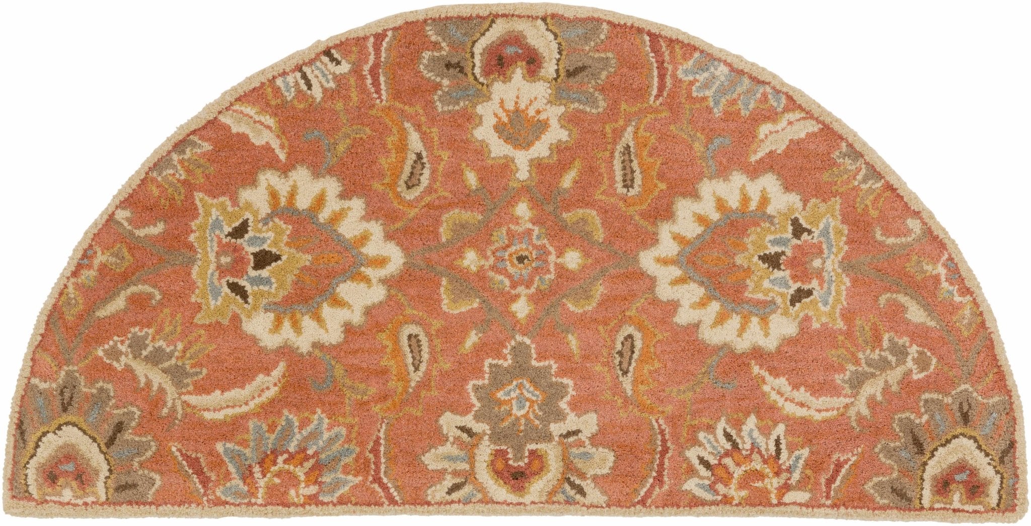 Hand Tufted Rust And Beige Traditional Floral Wool Area Rug - Image 3