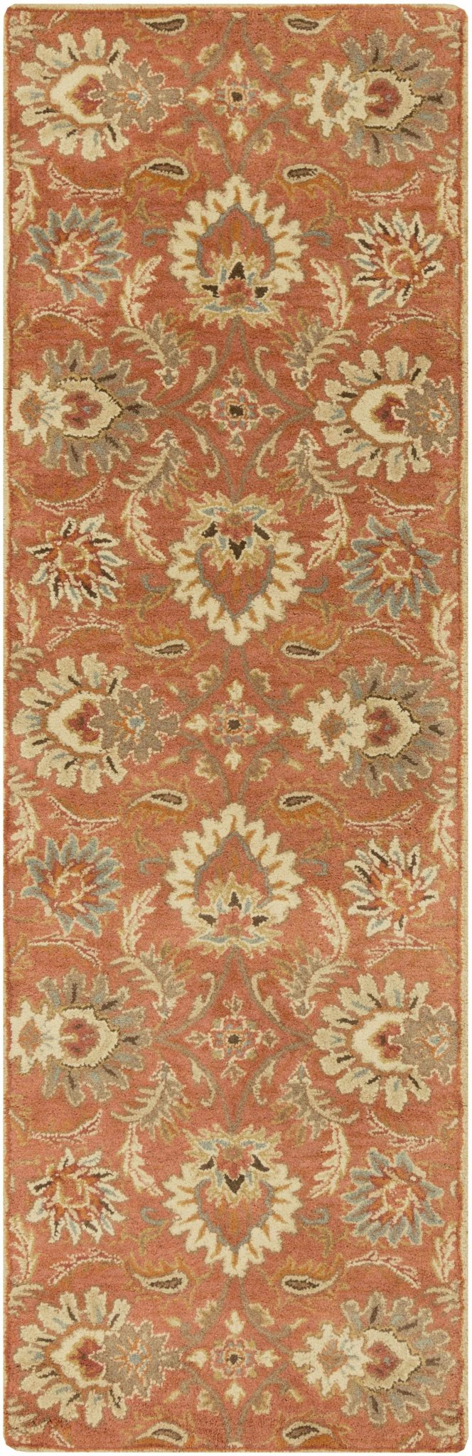 Hand Tufted Rust And Beige Traditional Floral Wool Area Rug - Image 8