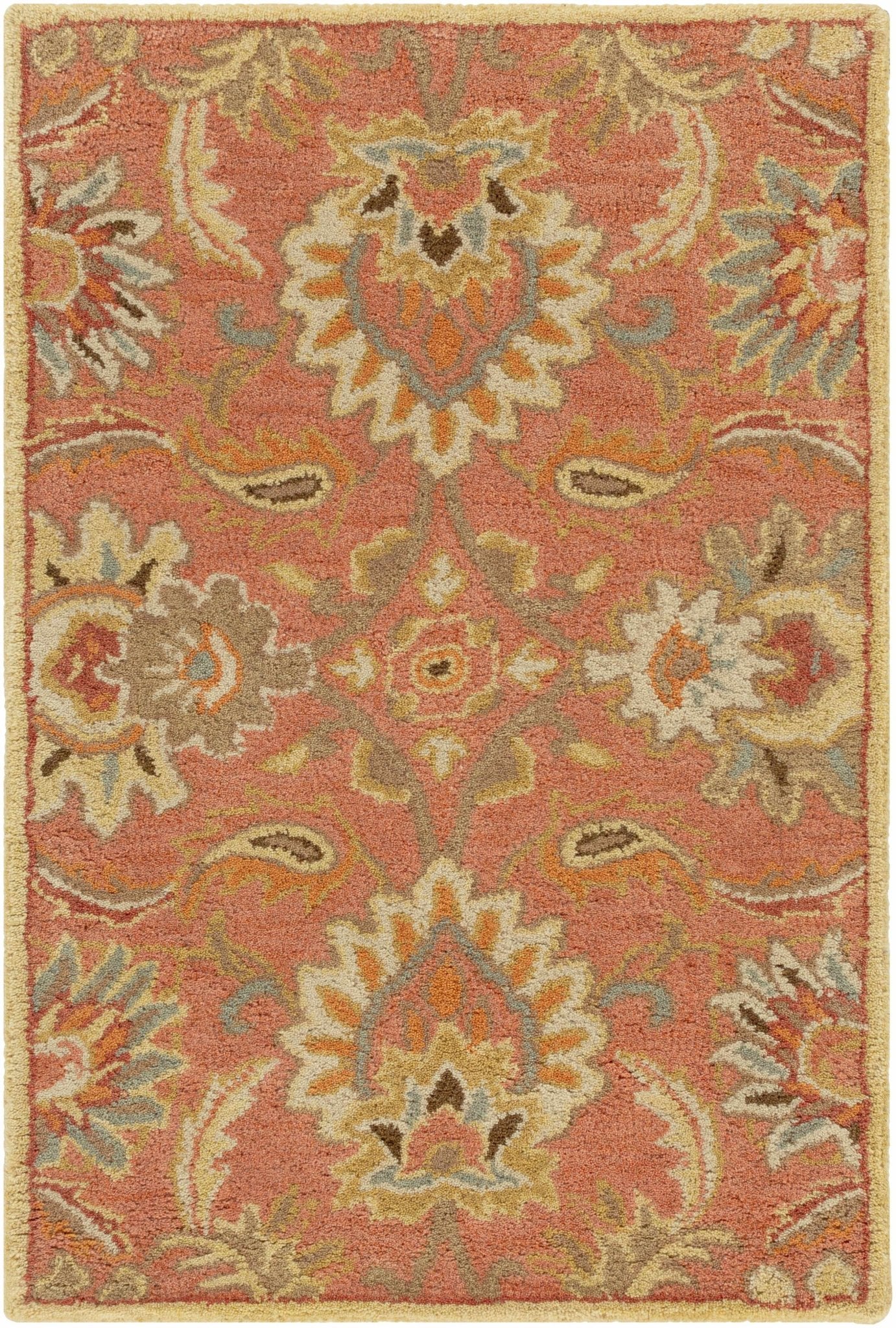 Hand Tufted Rust And Beige Traditional Floral Wool Area Rug - Image 9