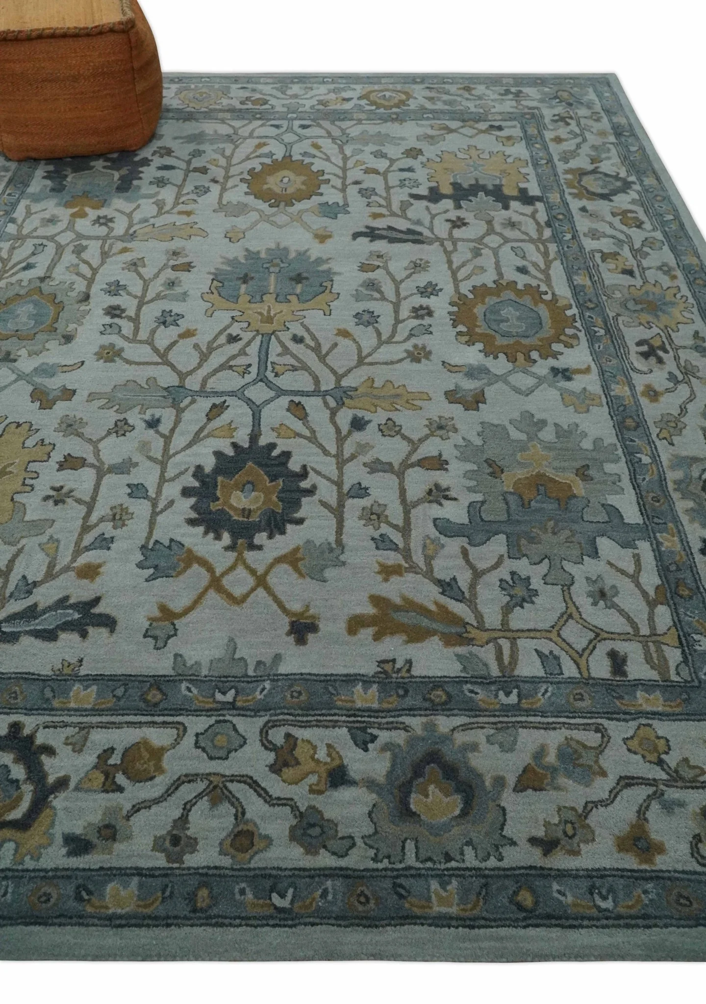 Hand Tufted Silver and Blue Donegal Oushak Rug, Multi Size Living Room and Bedroom Rug - Image 3