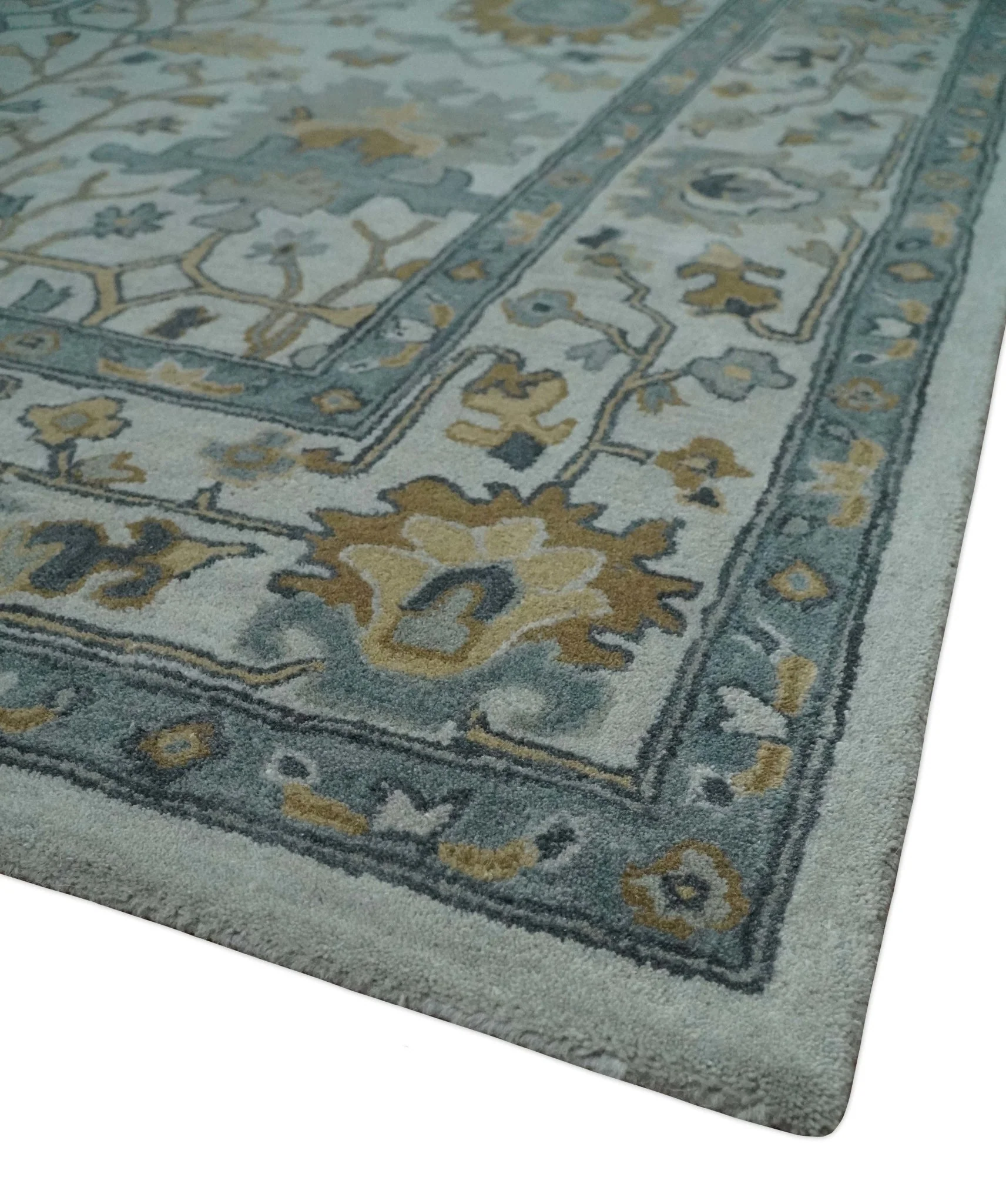 Hand Tufted Silver and Blue Donegal Oushak Rug, Multi Size Living Room and Bedroom Rug - Image 5
