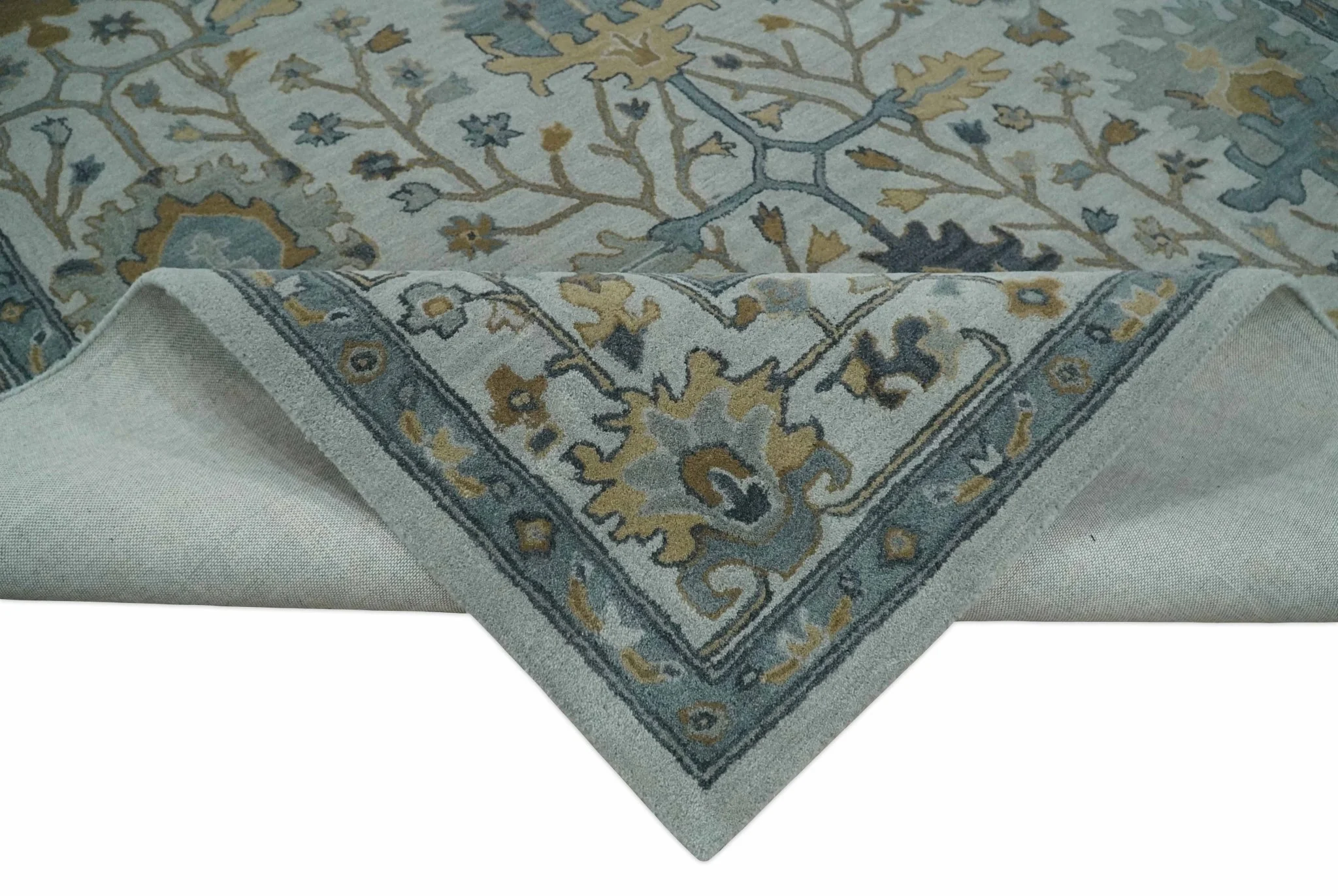 Hand Tufted Silver and Blue Donegal Oushak Rug, Multi Size Living Room and Bedroom Rug - Image 6