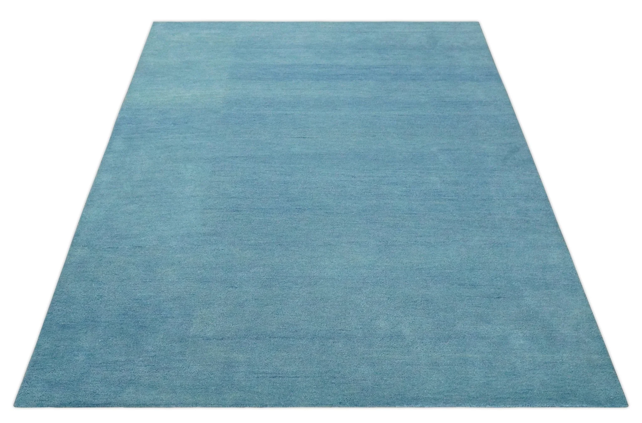 Custom Made Hand Tufted Solid Plane Light Blue Woolen wool Area Rug - Image 9