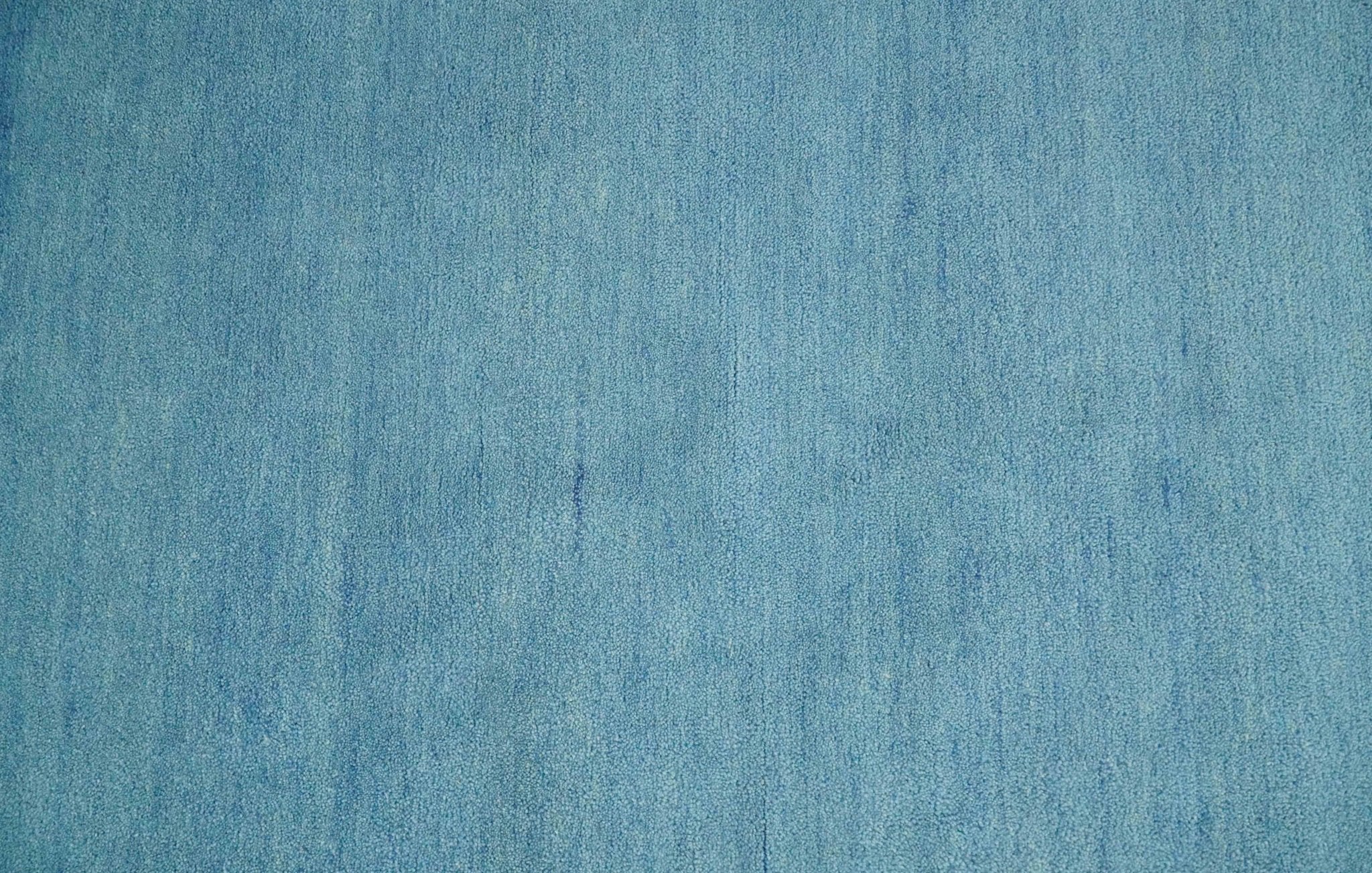Hand Tufted Solid Plane Light Blue Woolen 8x10 wool Area Rug - Image 4