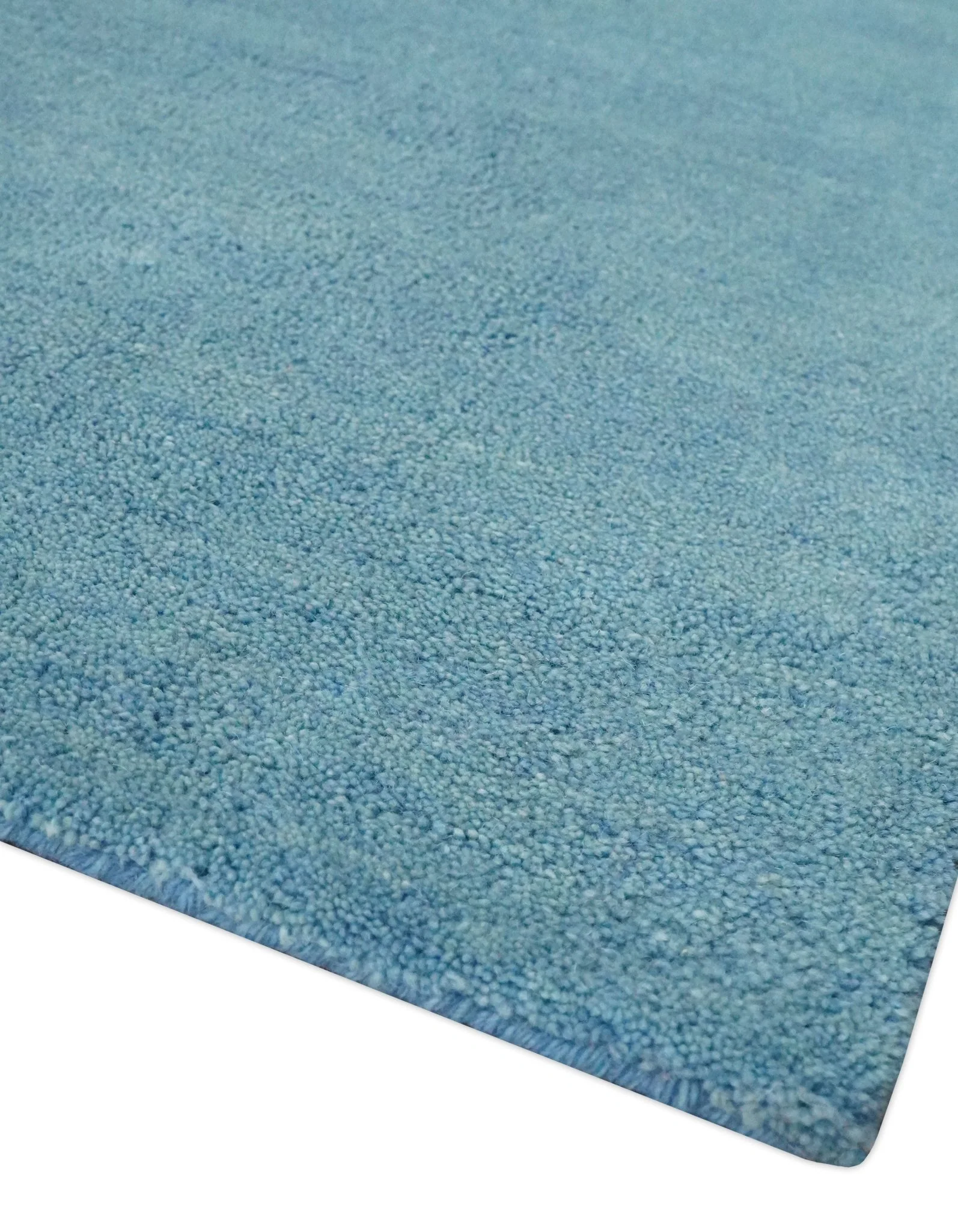 Hand Tufted Solid Plane Light Blue Woolen 8x10 wool Area Rug - Image 5