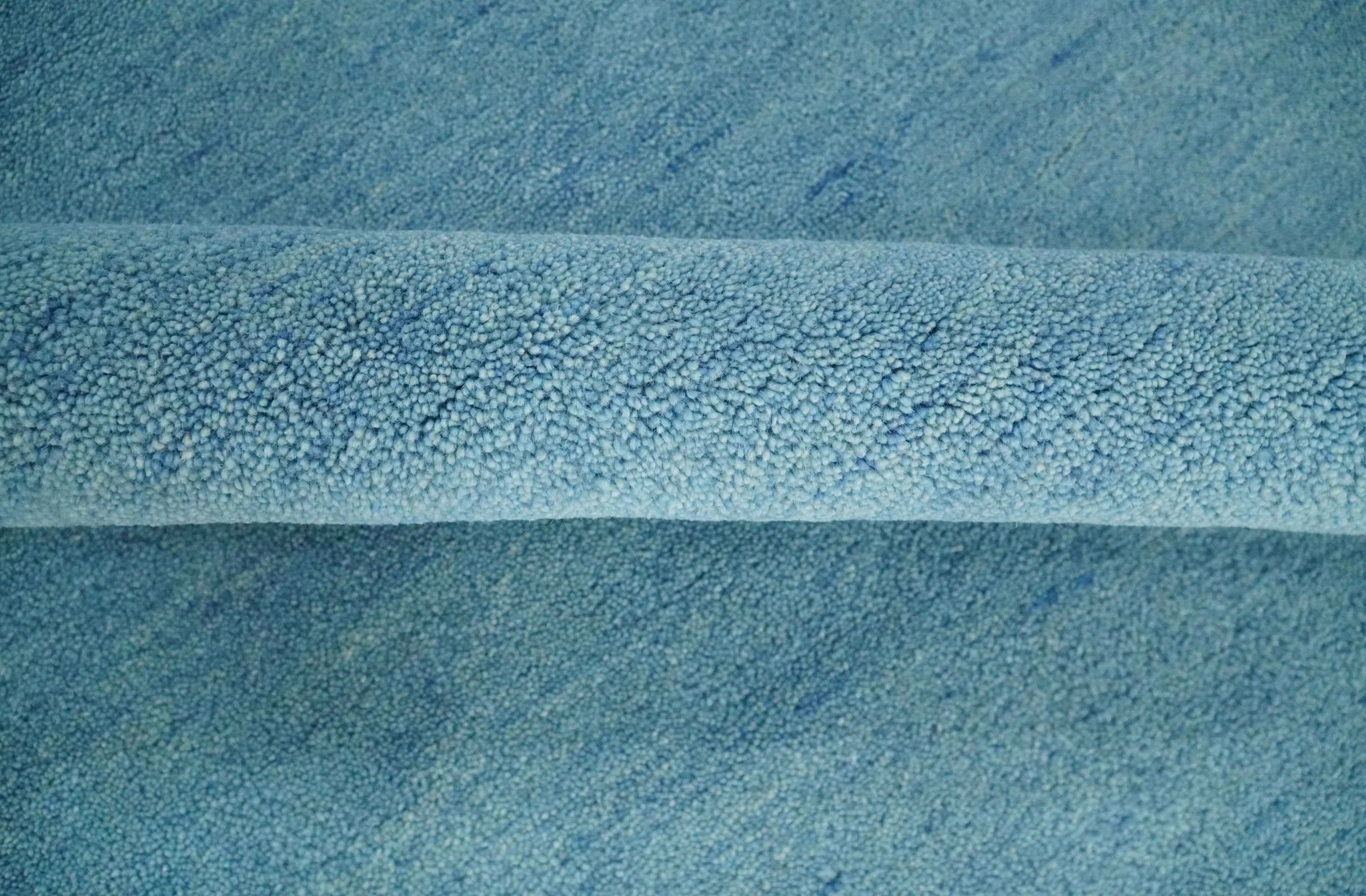 Hand Tufted Solid Plane Light Blue Woolen 8x10 wool Area Rug - Image 6