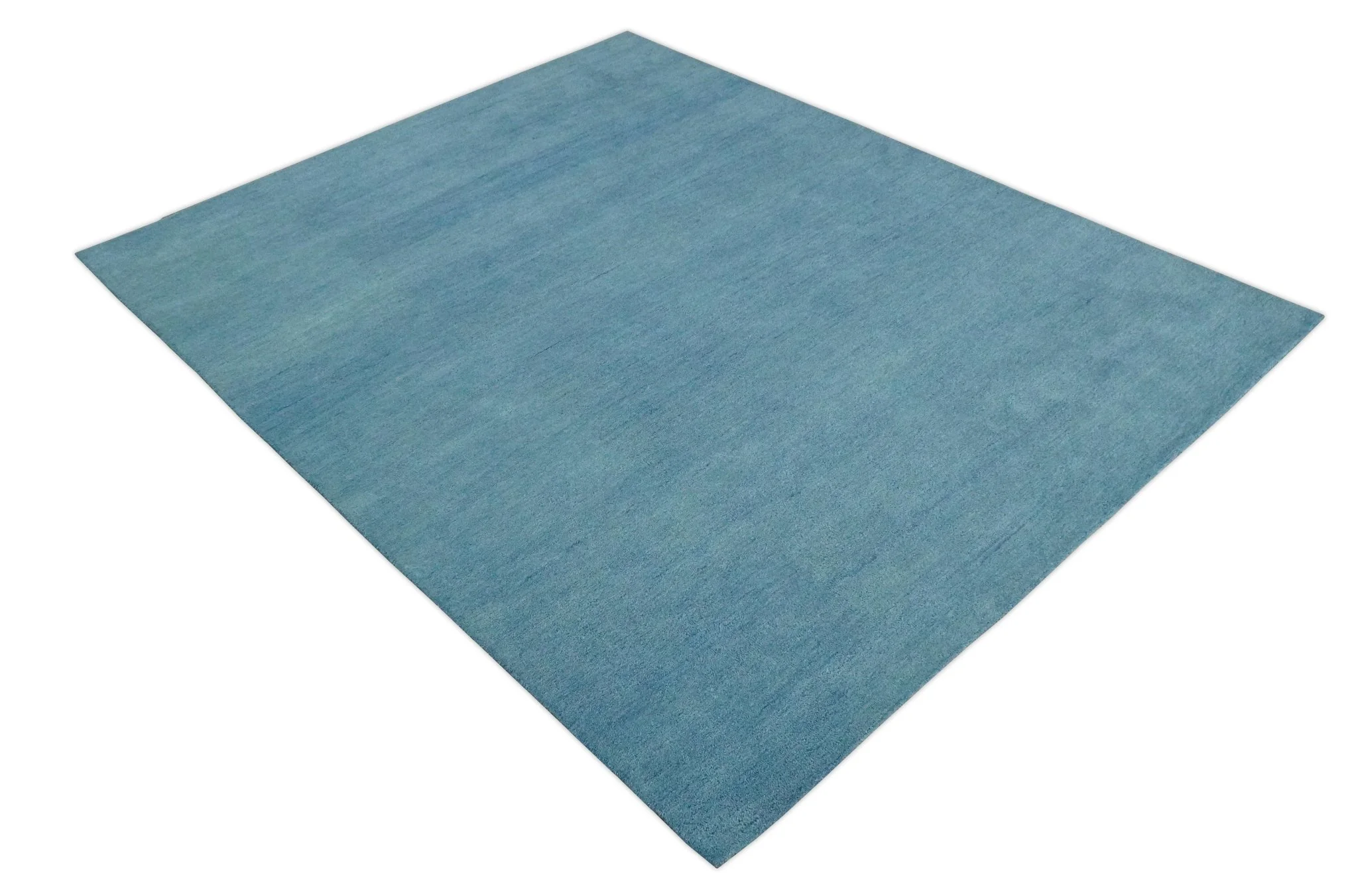 Hand Tufted Solid Plane Light Blue Woolen 8x10 wool Area Rug - Image 9