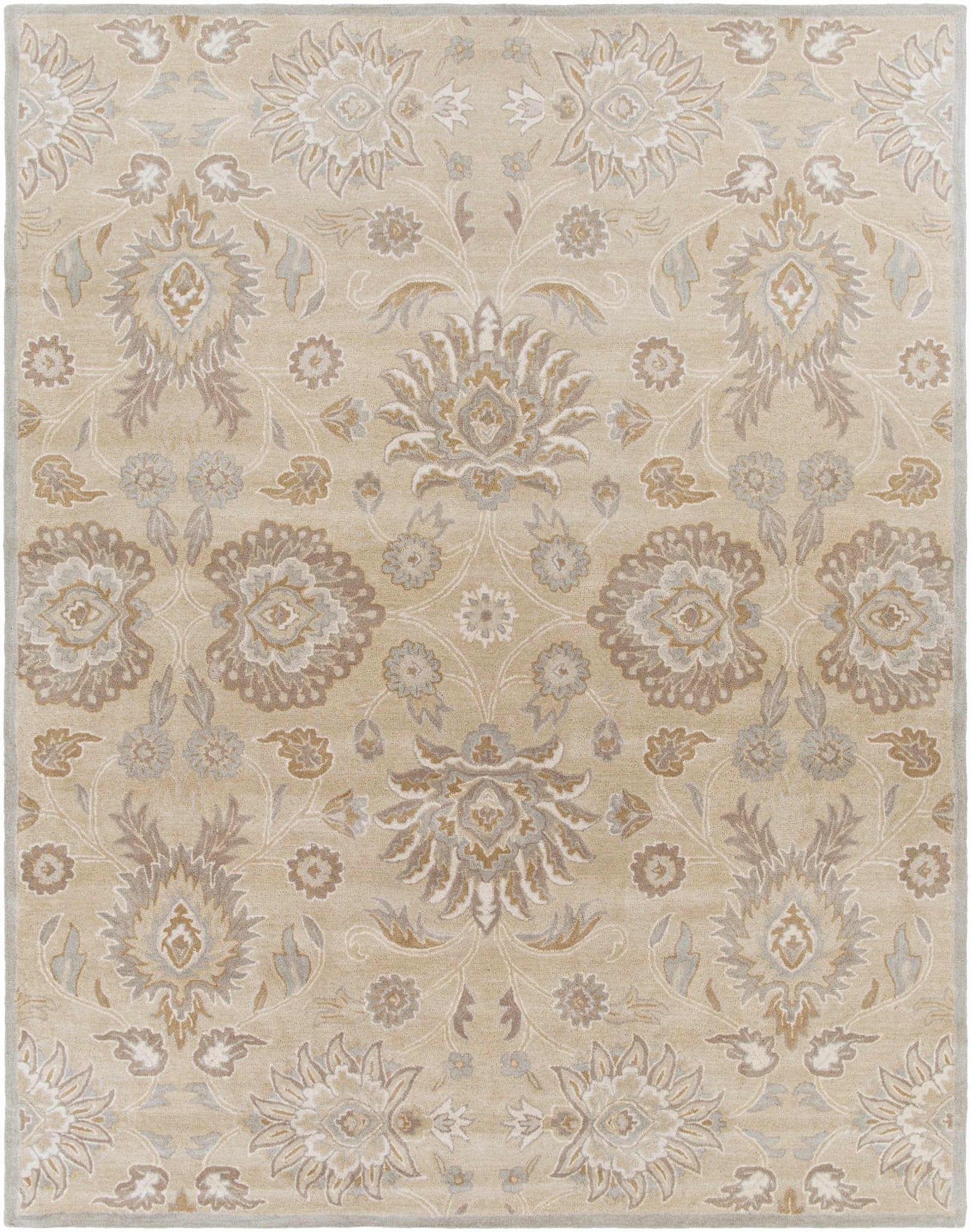 Hand Tufted Tan Traditional Style Wool Area Rug - Image 2