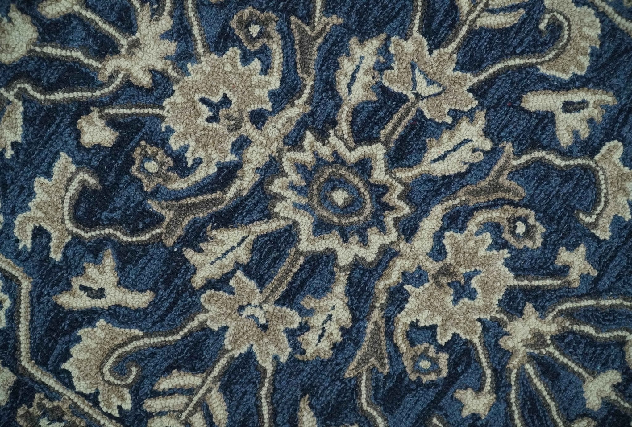 Hand Tufted Blue, Beige and Ivory 5x8 Heriz Serapi style Rug, Kids, Living Room and Bedroom Rug | TRD644158S - Image 4