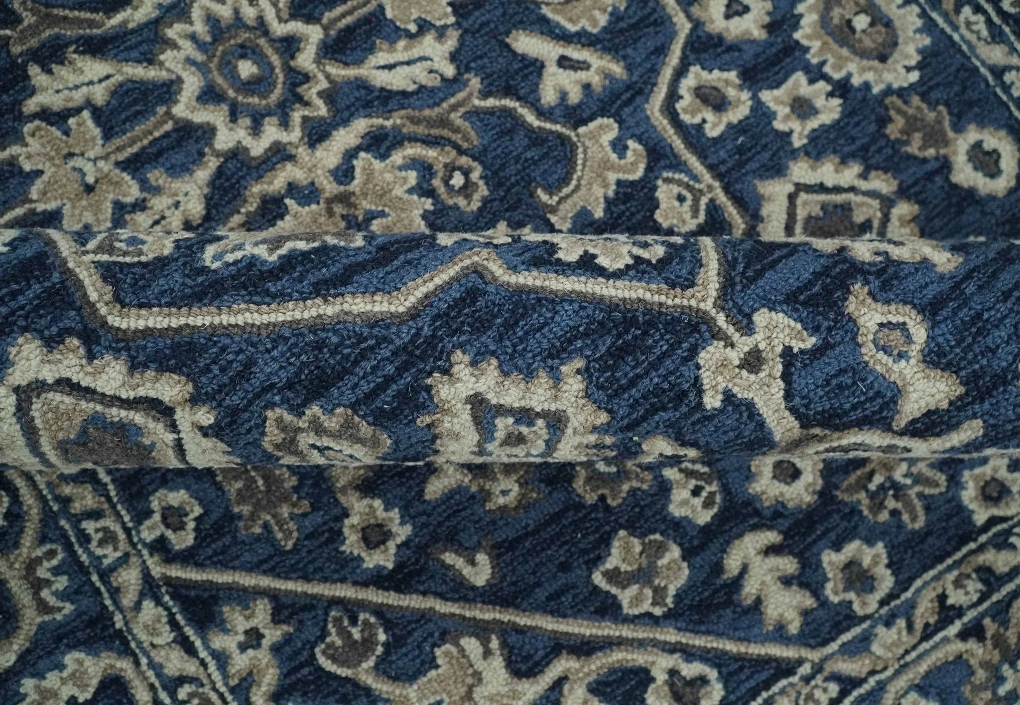 Hand Tufted Blue, Beige and Ivory 5x8 Heriz Serapi style Rug, Kids, Living Room and Bedroom Rug | TRD644158S - Image 6