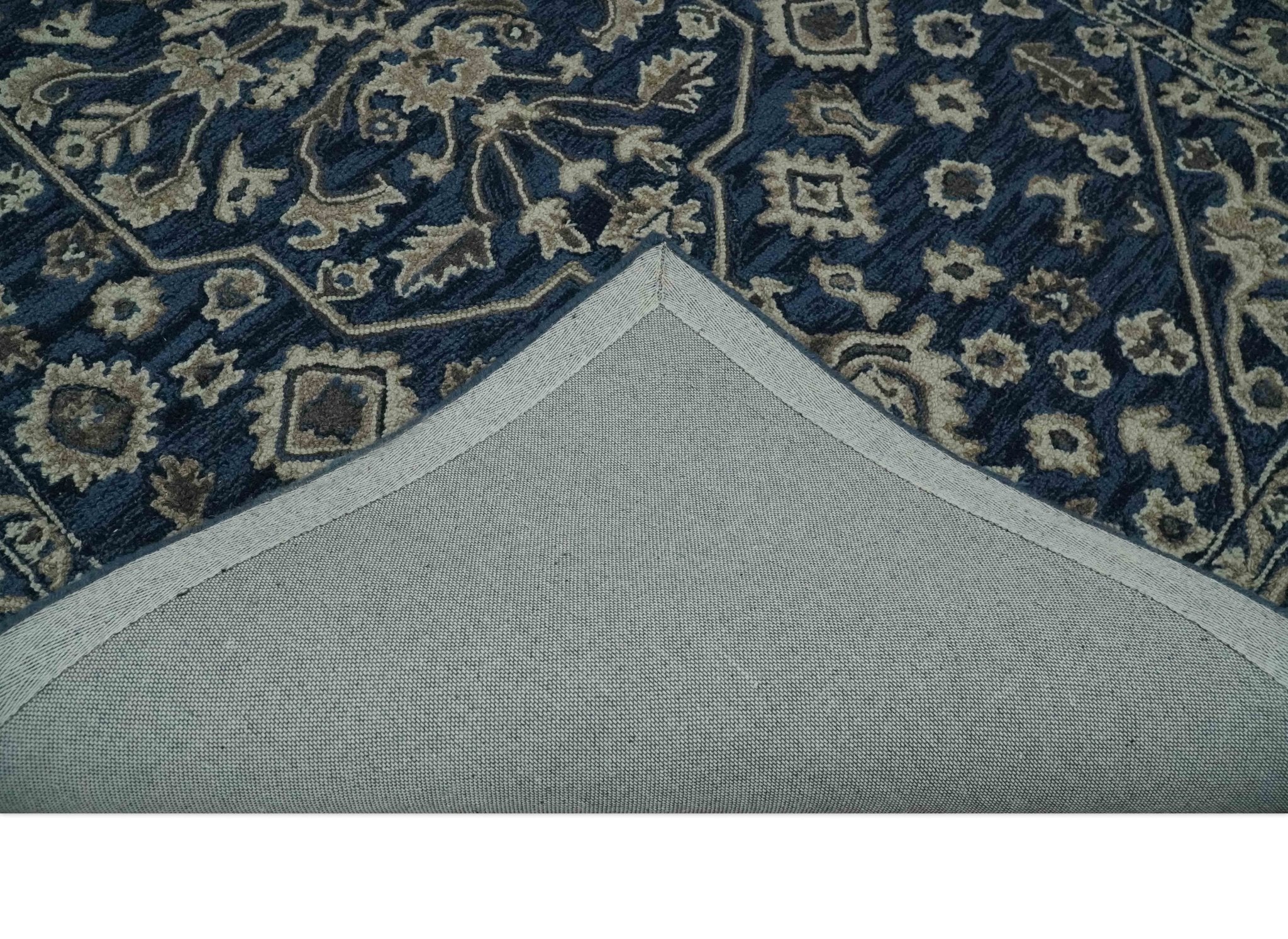 Multi Size Hand Tufted Blue and Beige Traditional Medallion 8x10, 9x12 Antique Style Rug, Kids, Living Room and Bedroom Rug | TRD6441 - Image 7