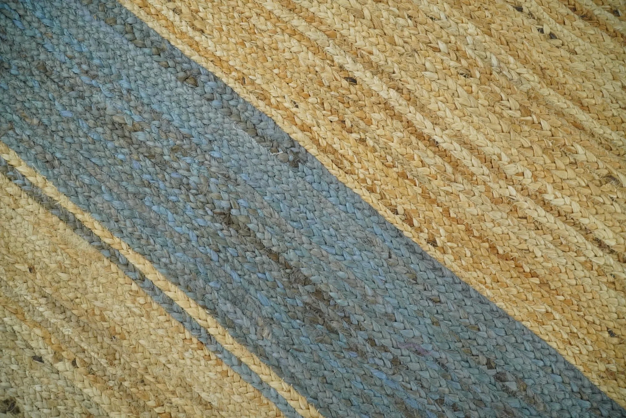 Hand Woven 100% Natural Fiber Blue and Brown Natural Jute Rug | JR2 - Image 4