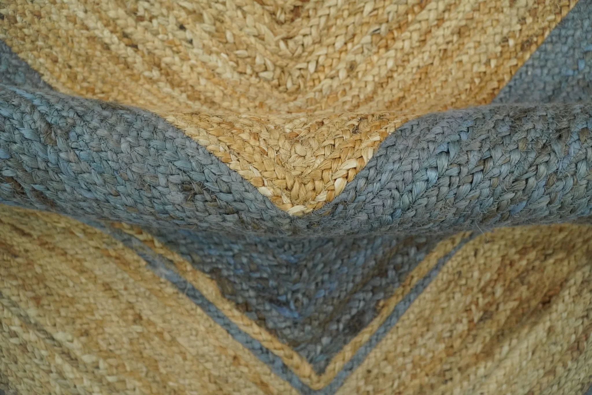 Hand Woven 100% Natural Fiber Blue and Brown Natural Jute Rug | JR2 - Image 7