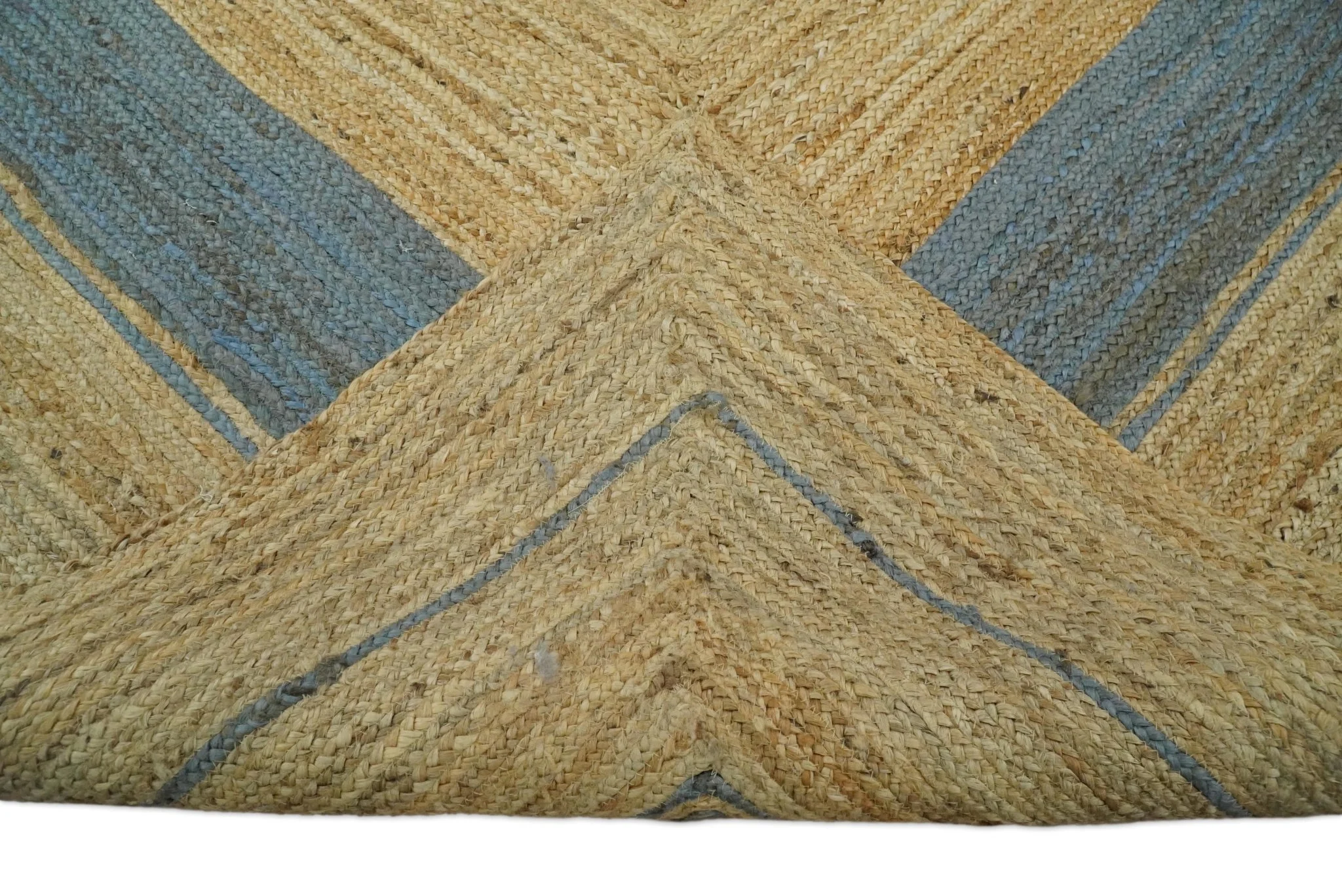 Hand Woven 100% Natural Fiber Blue and Brown Natural Jute Rug | JR2 - Image 8