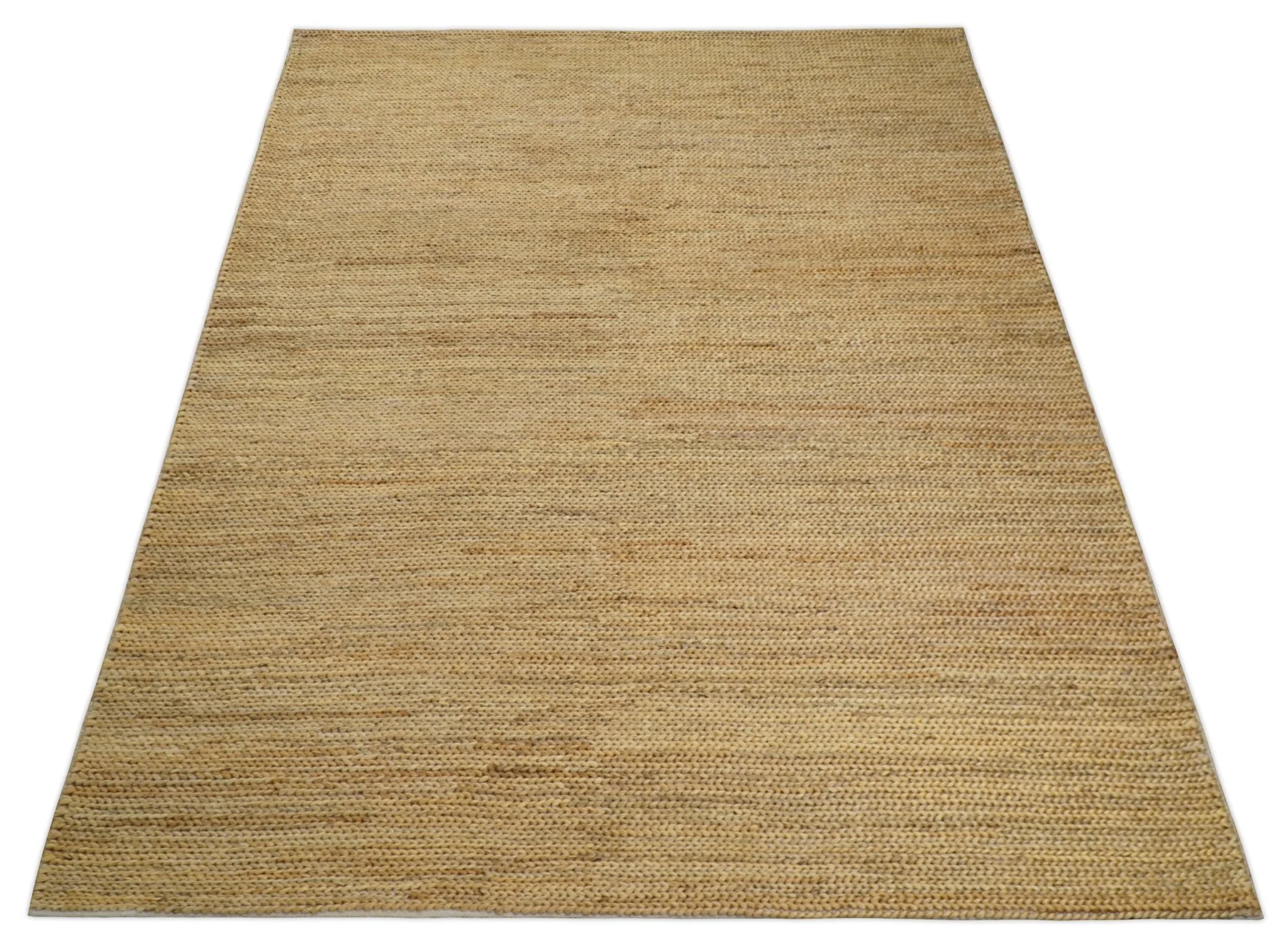 Hand Woven 100% Natural Fiber Brown Natural Jute and Wool Rug - Image 10