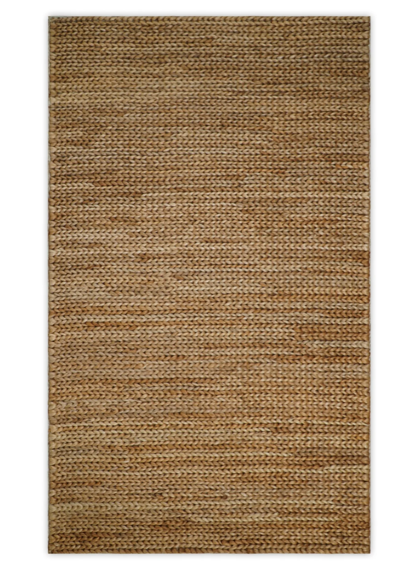 Hand Woven 100% Natural Fiber Brown Natural Jute and Wool Rug - Image 11