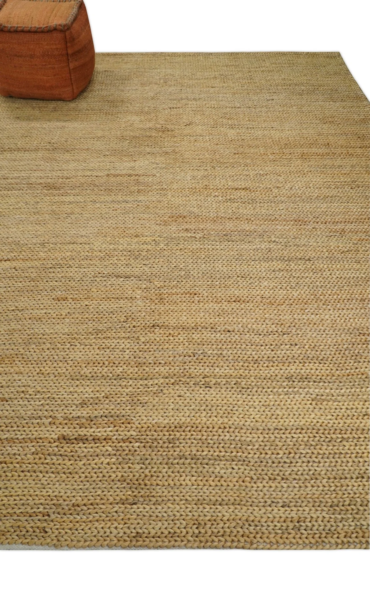 Hand Woven 100% Natural Fiber Brown Natural Jute and Wool Rug - Image 3