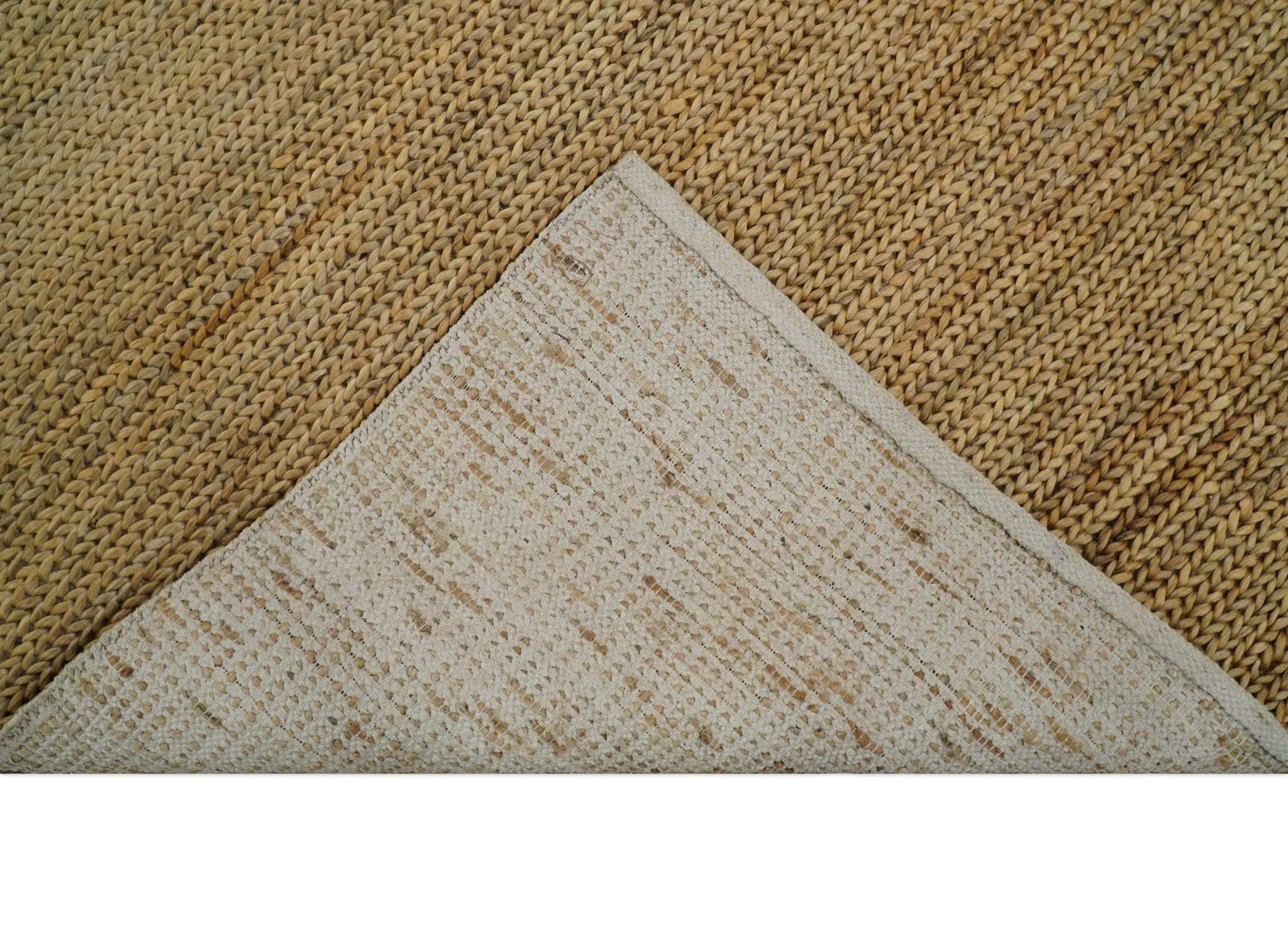 Hand Woven 100% Natural Fiber Brown Natural Jute and Wool Rug - Image 8