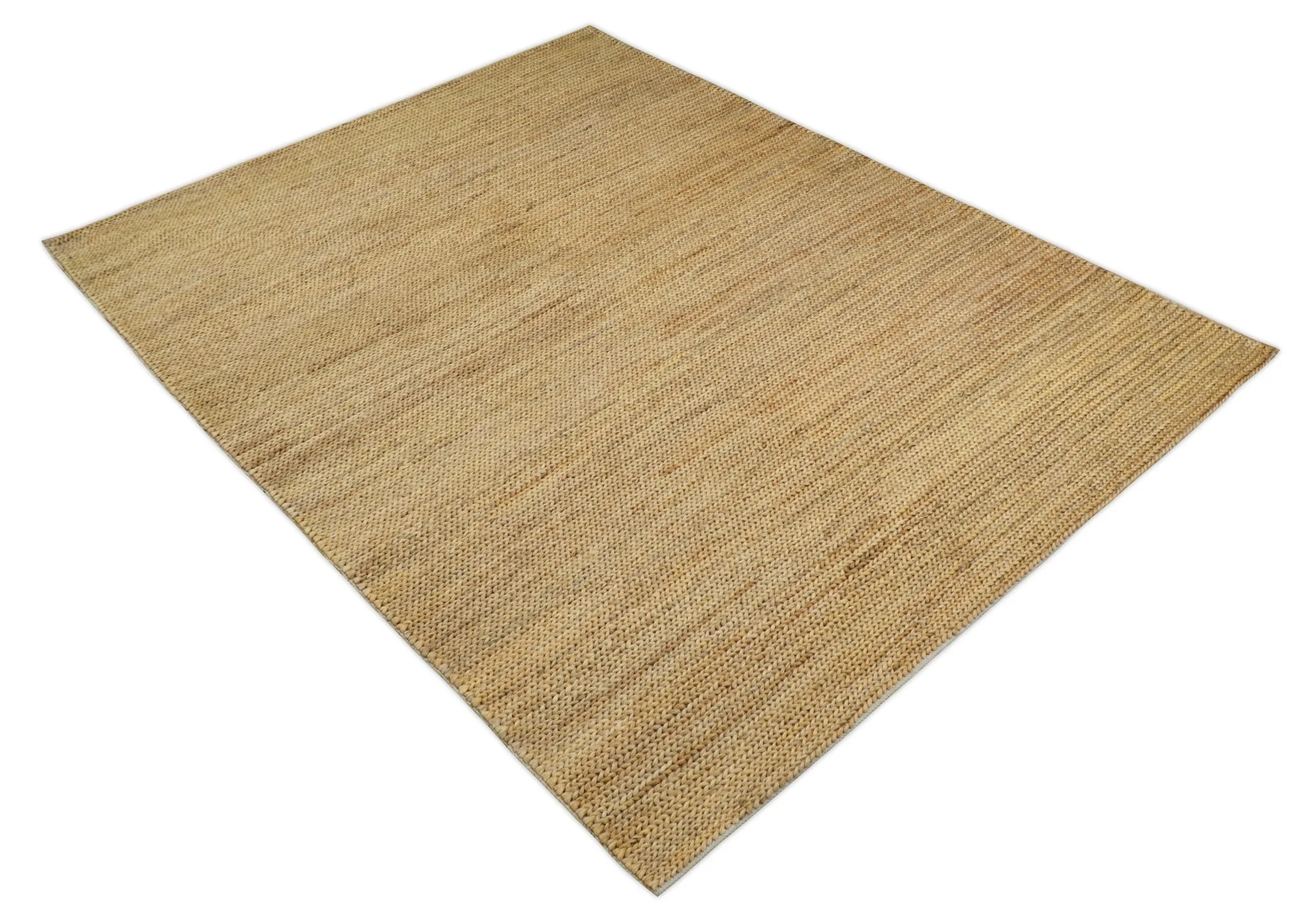 Hand Woven 100% Natural Fiber Brown Natural Jute and Wool Rug - Image 9