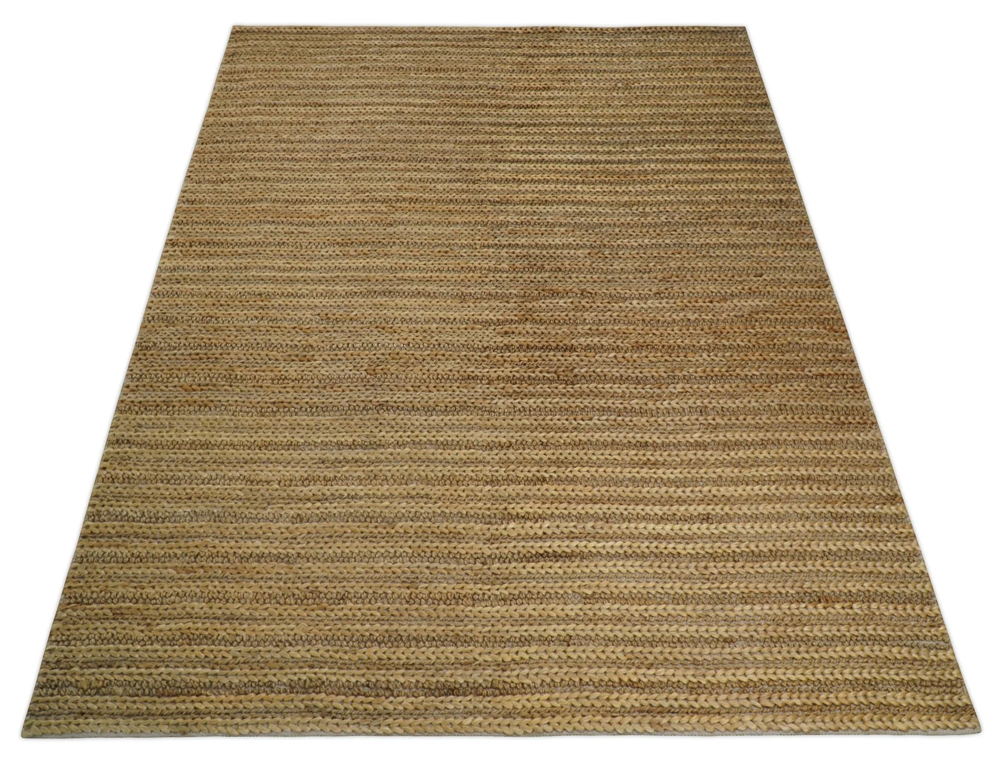 Hand Woven 100% Natural Fiber Brown Natural Jute and Wool Rug - Image 10