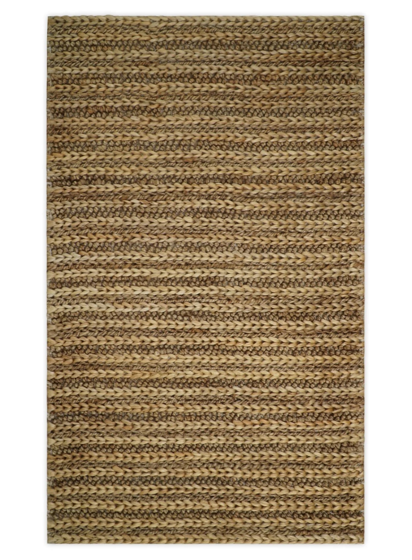 Hand Woven 100% Natural Fiber Brown Natural Jute and Wool Rug - Image 11