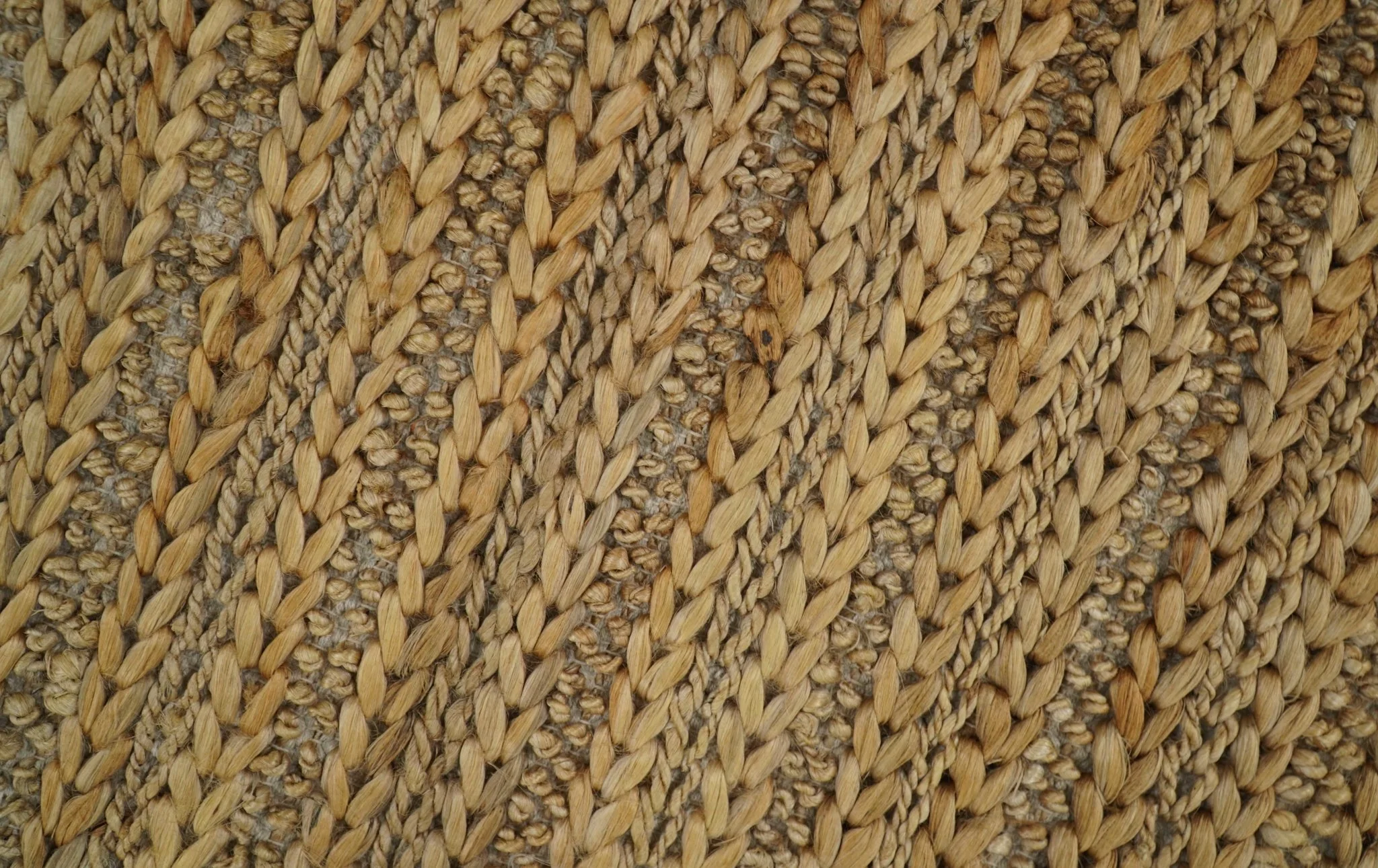 Hand Woven 100% Natural Fiber Brown Natural Jute and Wool Rug - Image 4