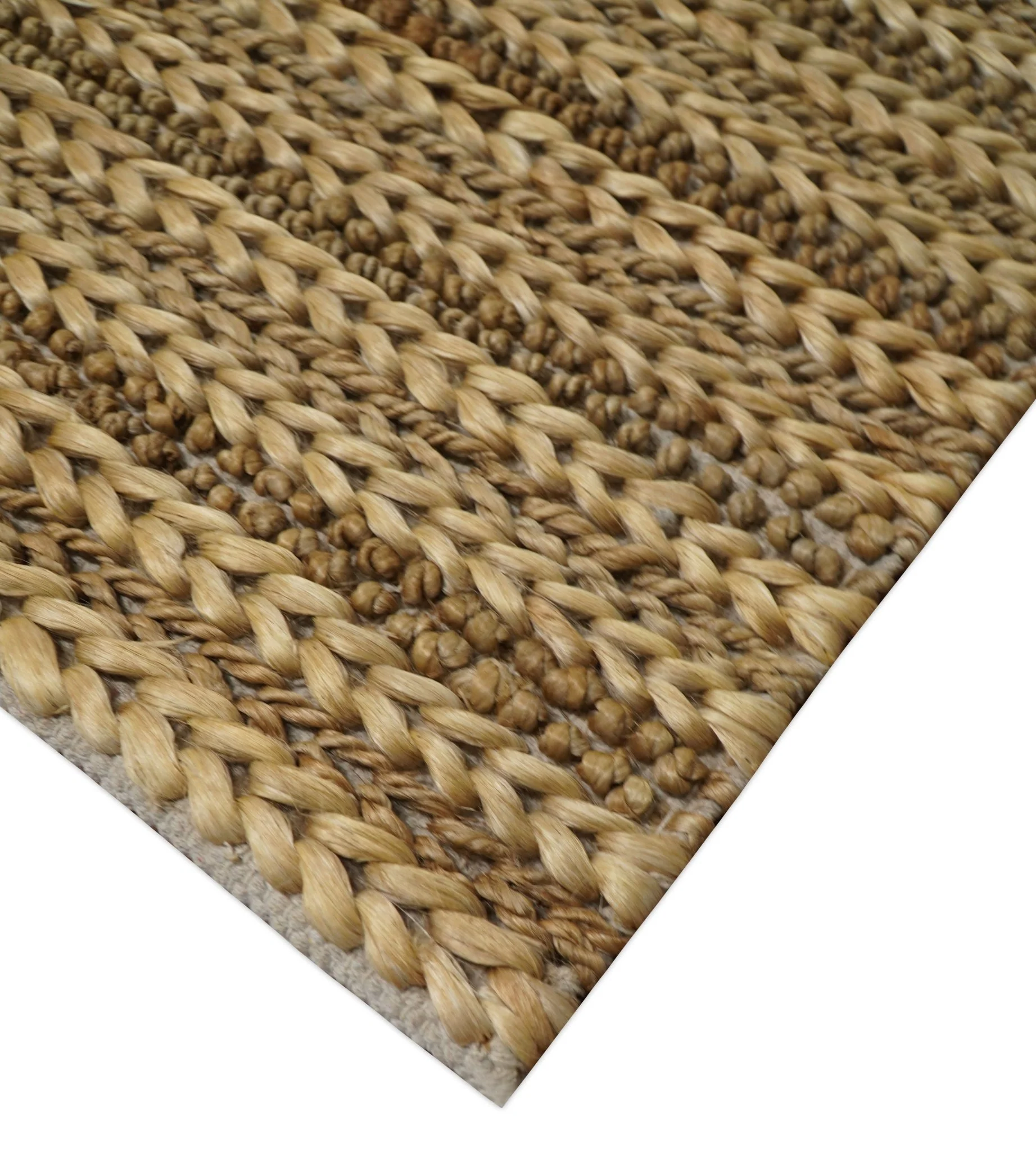 Hand Woven 100% Natural Fiber Brown Natural Jute and Wool Rug - Image 5