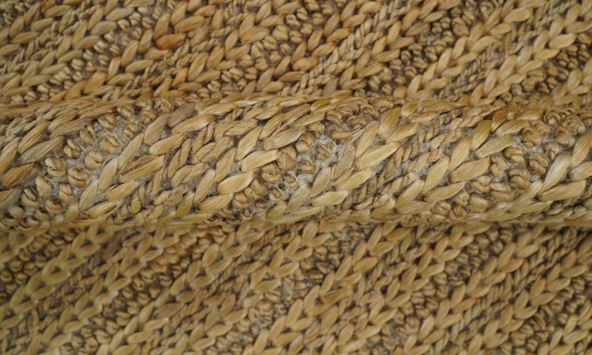 Hand Woven 100% Natural Fiber Brown Natural Jute and Wool Rug - Image 6