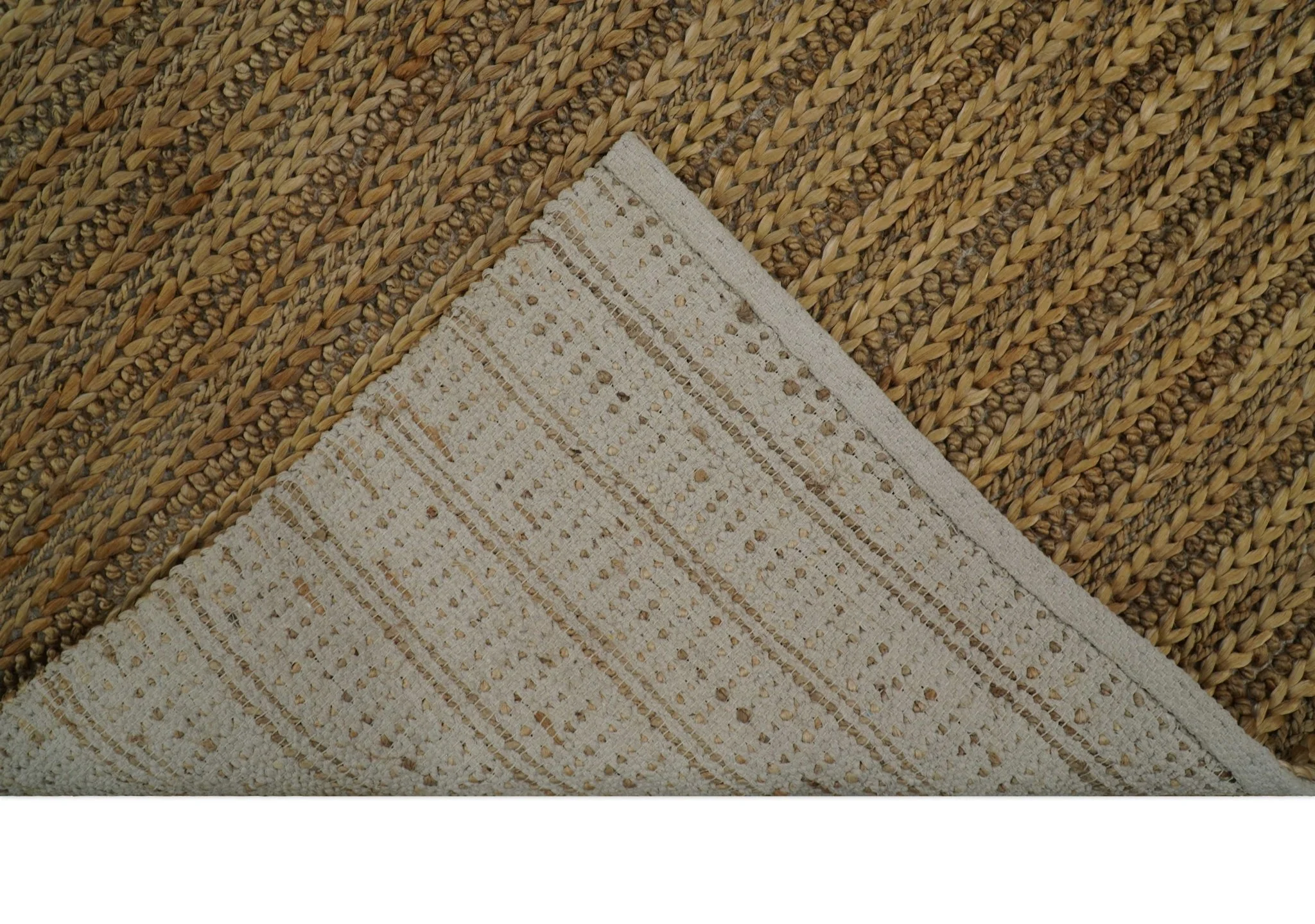 Hand Woven 100% Natural Fiber Brown Natural Jute and Wool Rug - Image 8