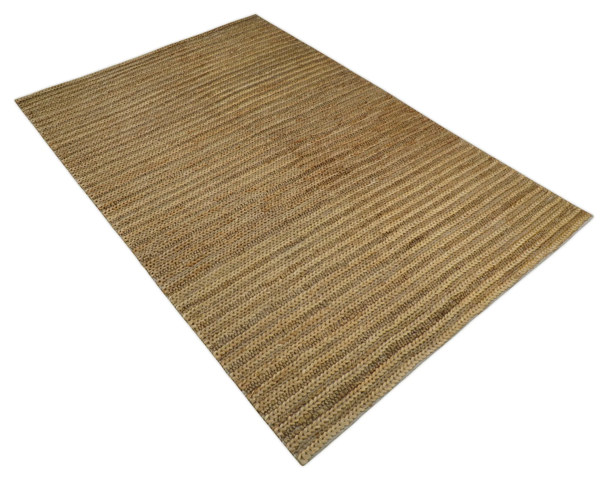 Hand Woven 100% Natural Fiber Brown Natural Jute and Wool Rug - Image 9