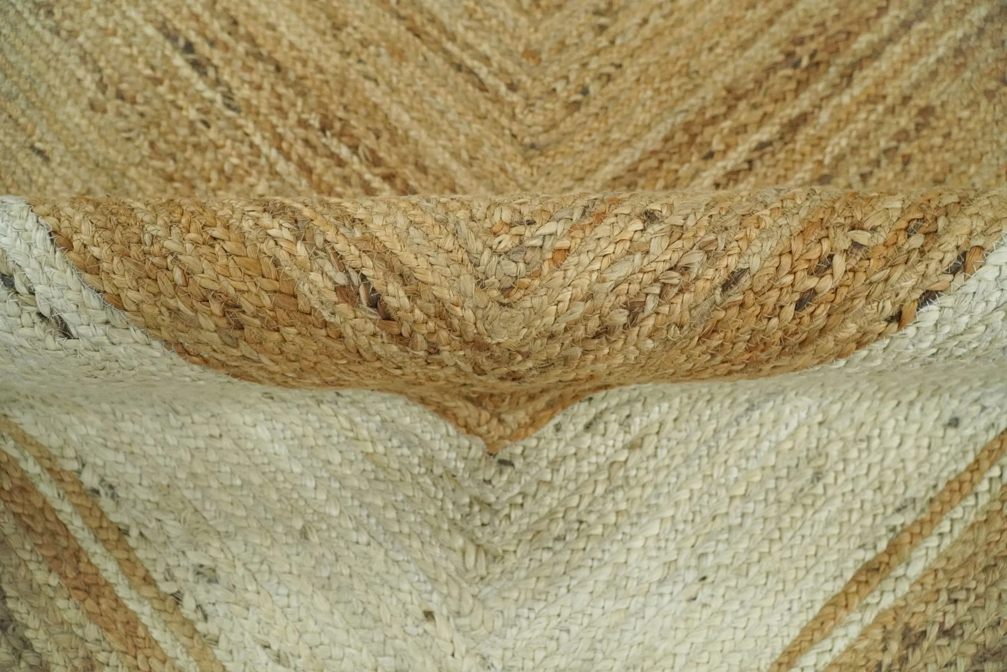 Hand Woven 100% Natural Fiber White and Brown Natural Jute Rug | JR3 - Image 10
