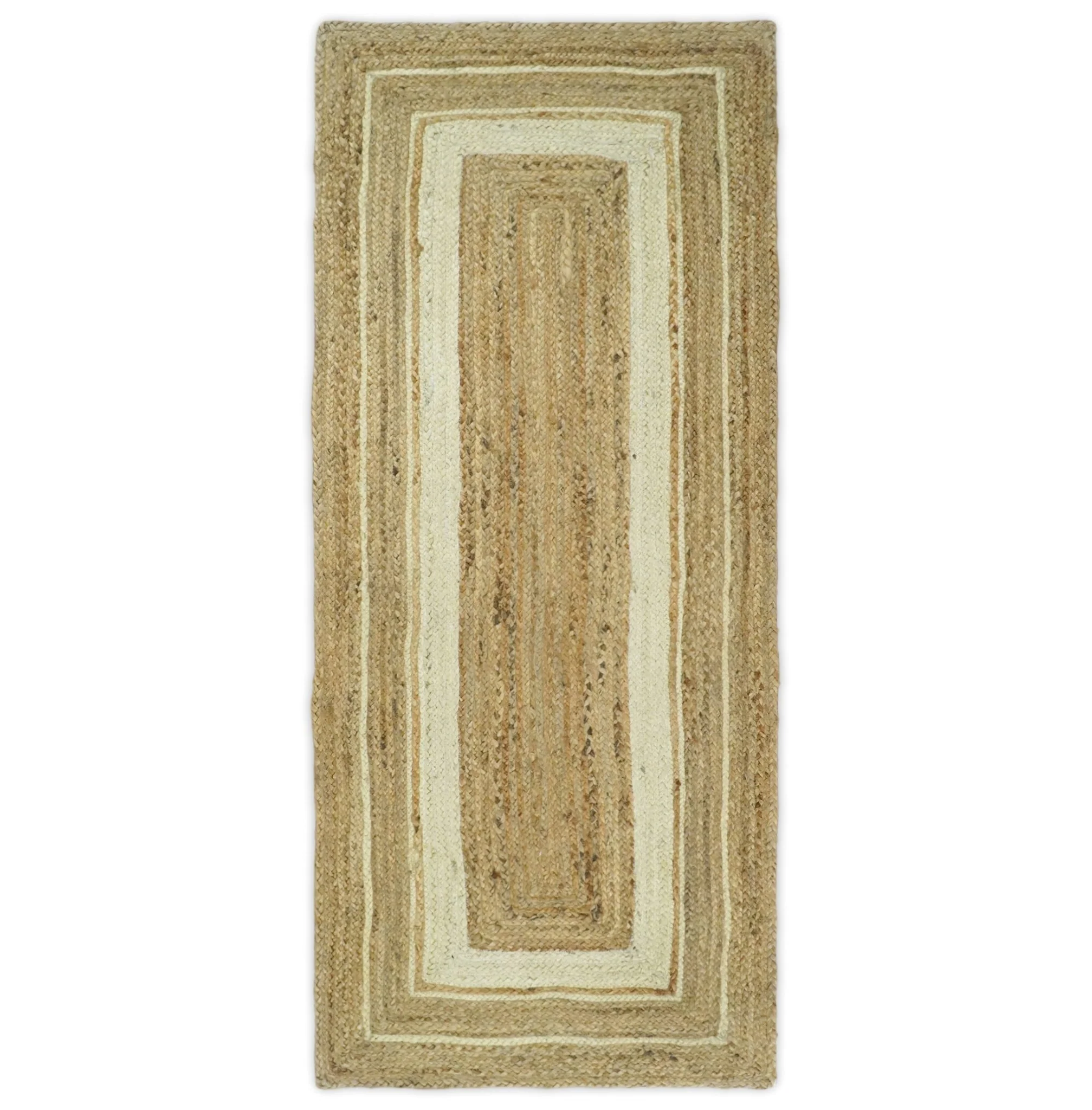 Hand Woven 100% Natural Fiber White and Brown Natural Jute Rug | JR3 - Image 15