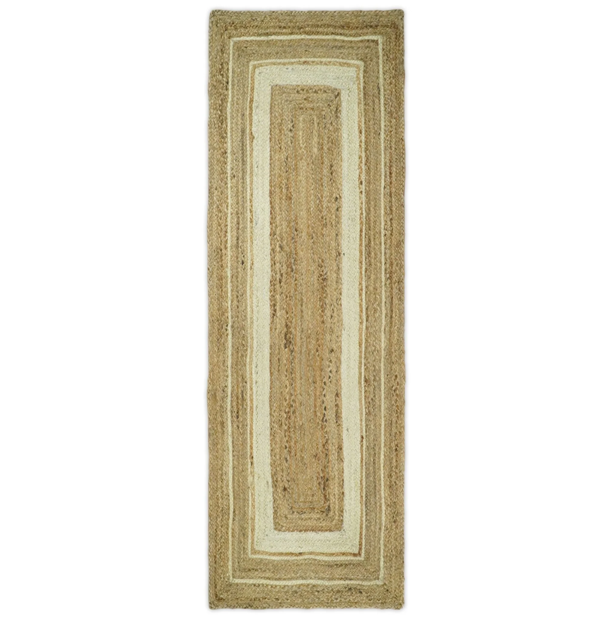 Hand Woven 100% Natural Fiber White and Brown Natural Jute Rug | JR3 - Image 16