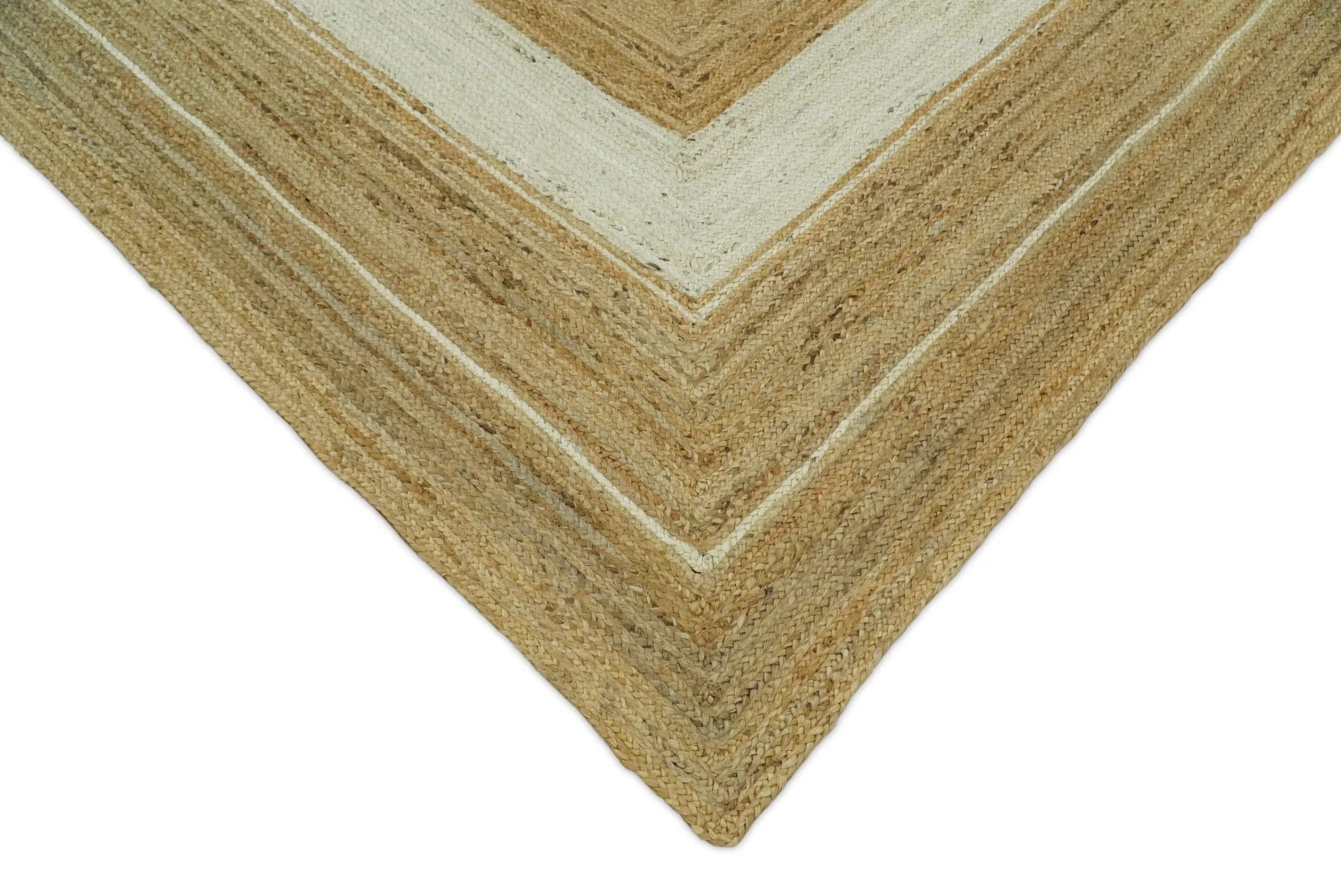Hand Woven 100% Natural Fiber White and Brown Natural Jute Rug | JR3 - Image 3