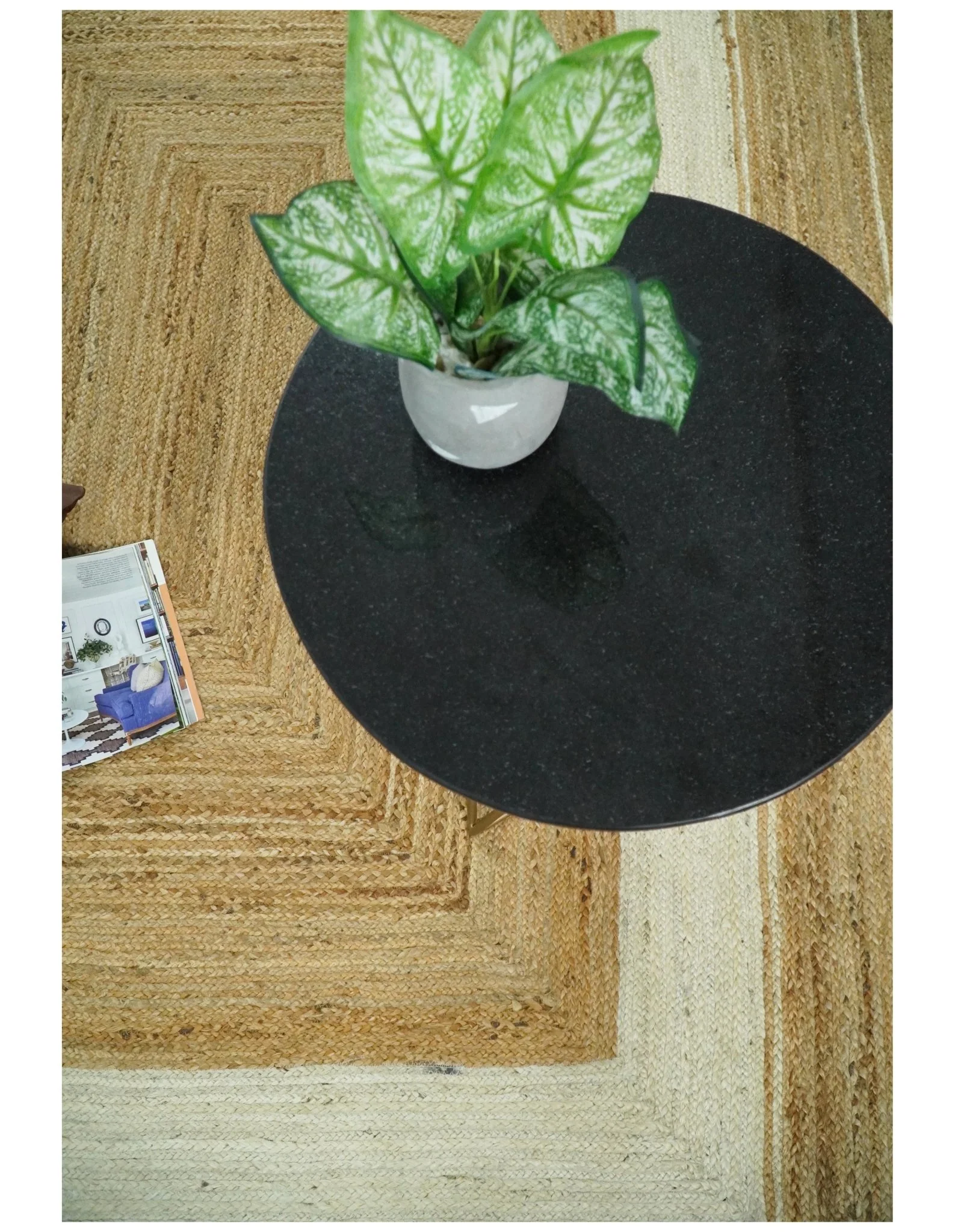 Hand Woven 100% Natural Fiber White and Brown Natural Jute Rug | JR3 - Image 7