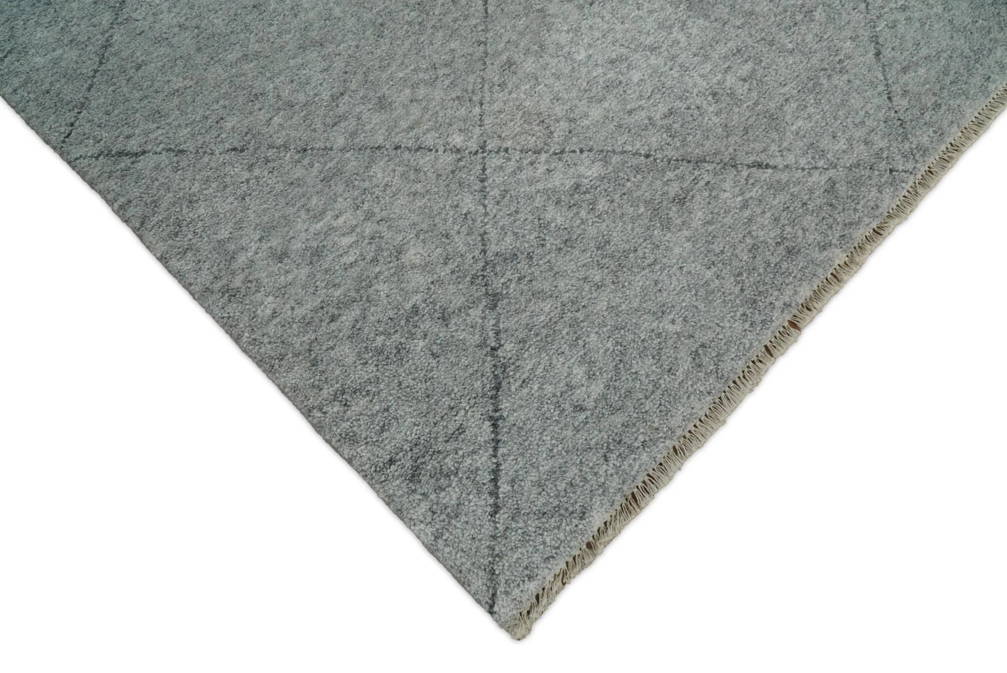 Silver and Gray Hand Woven 8x10 Trellis Moroccan Rug Made with Fine Wool | TRDCP78810 - Image 3