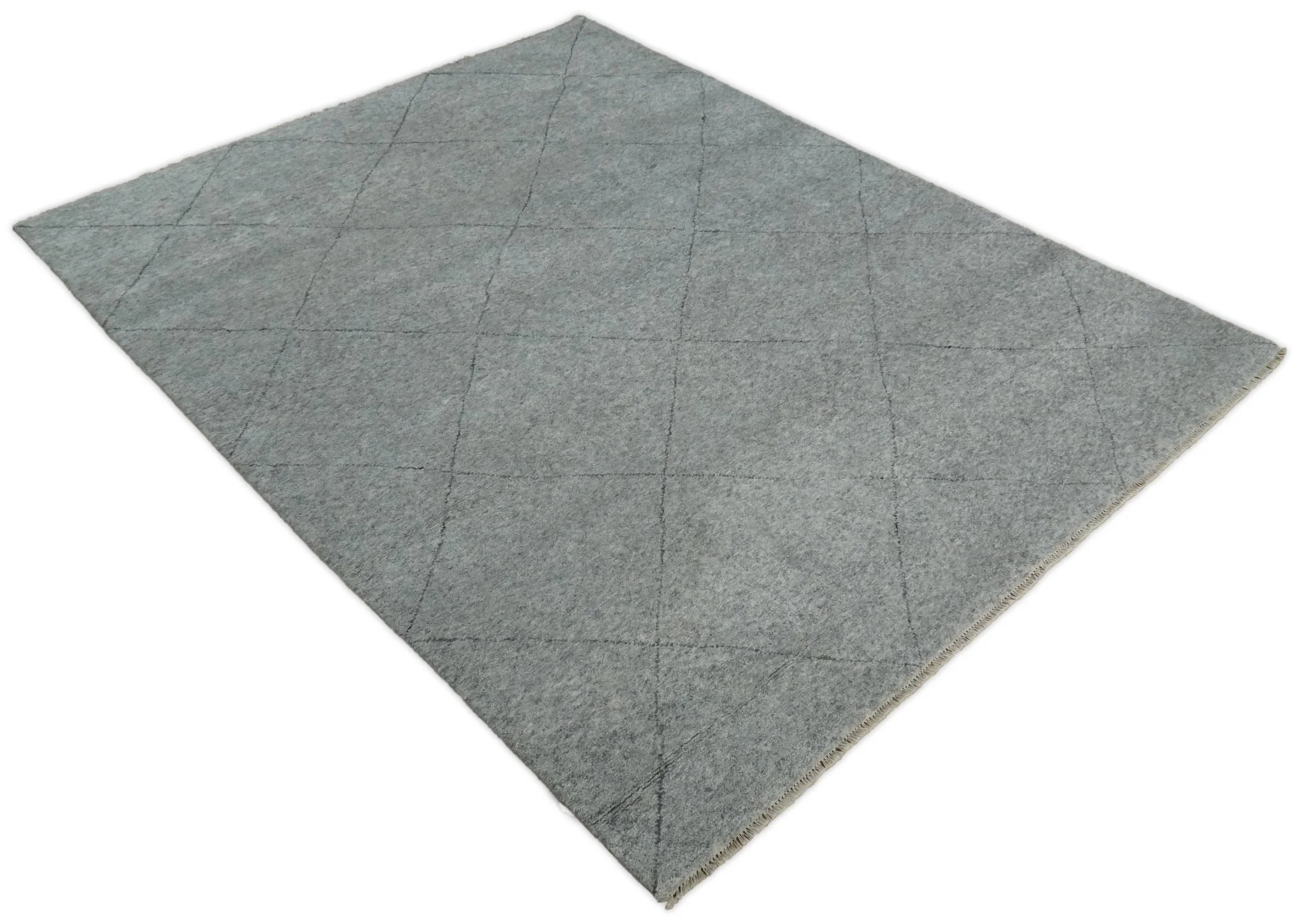Silver and Gray Hand Woven 8x10 Trellis Moroccan Rug Made with Fine Wool | TRDCP78810 - Image 7