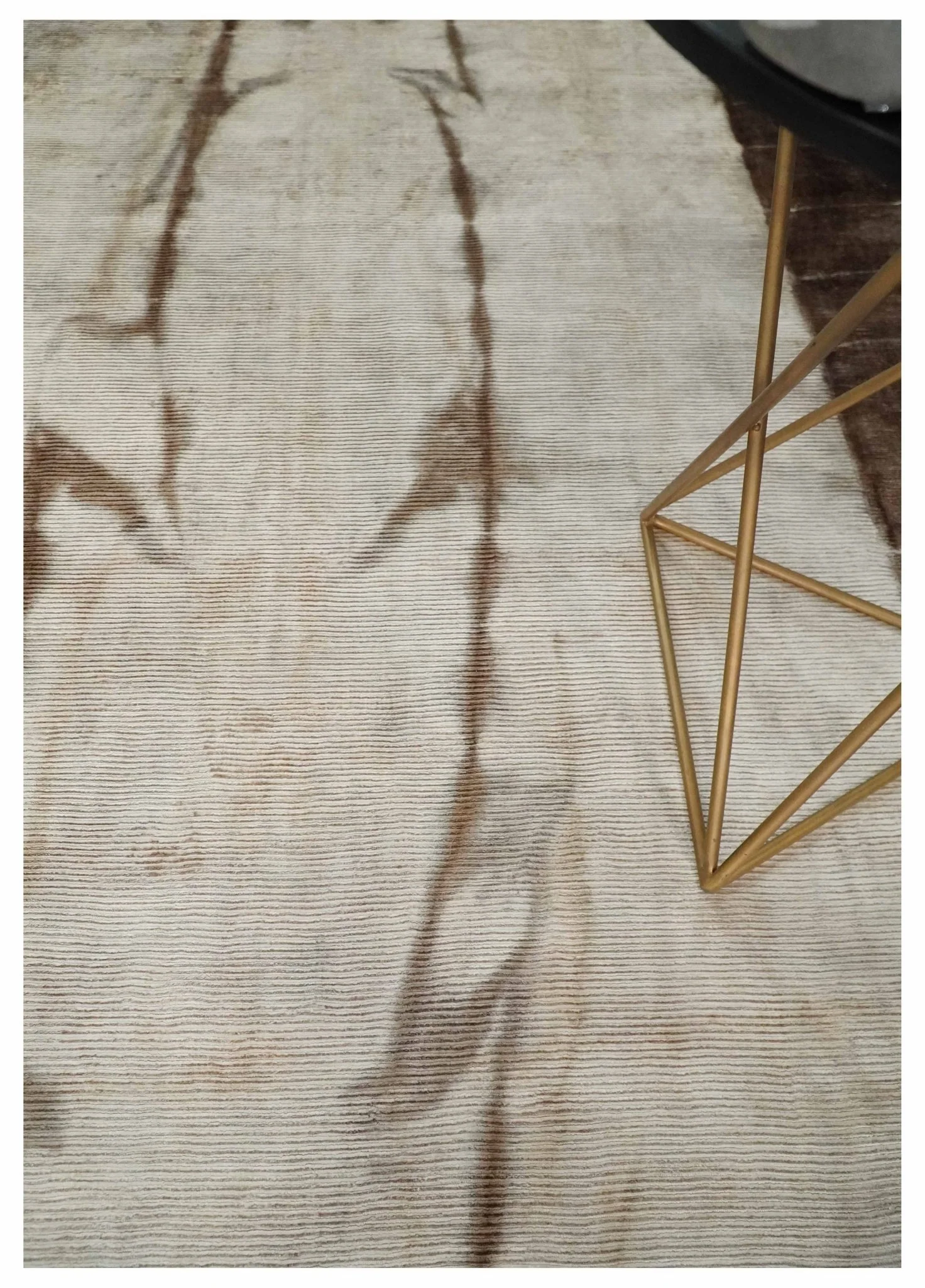 5x8 Hand Woven and Carved Silver and Brown Floral Art Silk Rug | KNT3 - Image 3