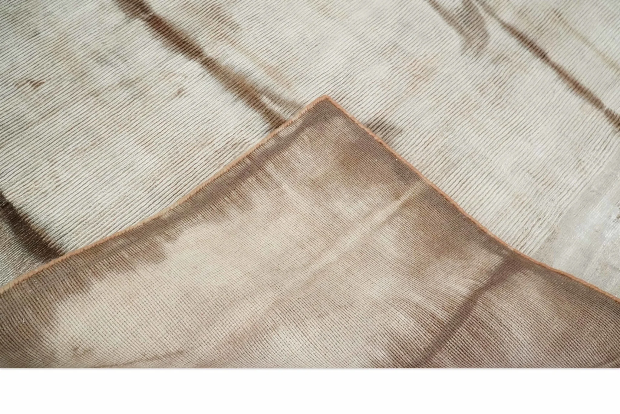 5x8 Hand Woven and Carved Silver and Brown Floral Art Silk Rug | KNT3 - Image 7