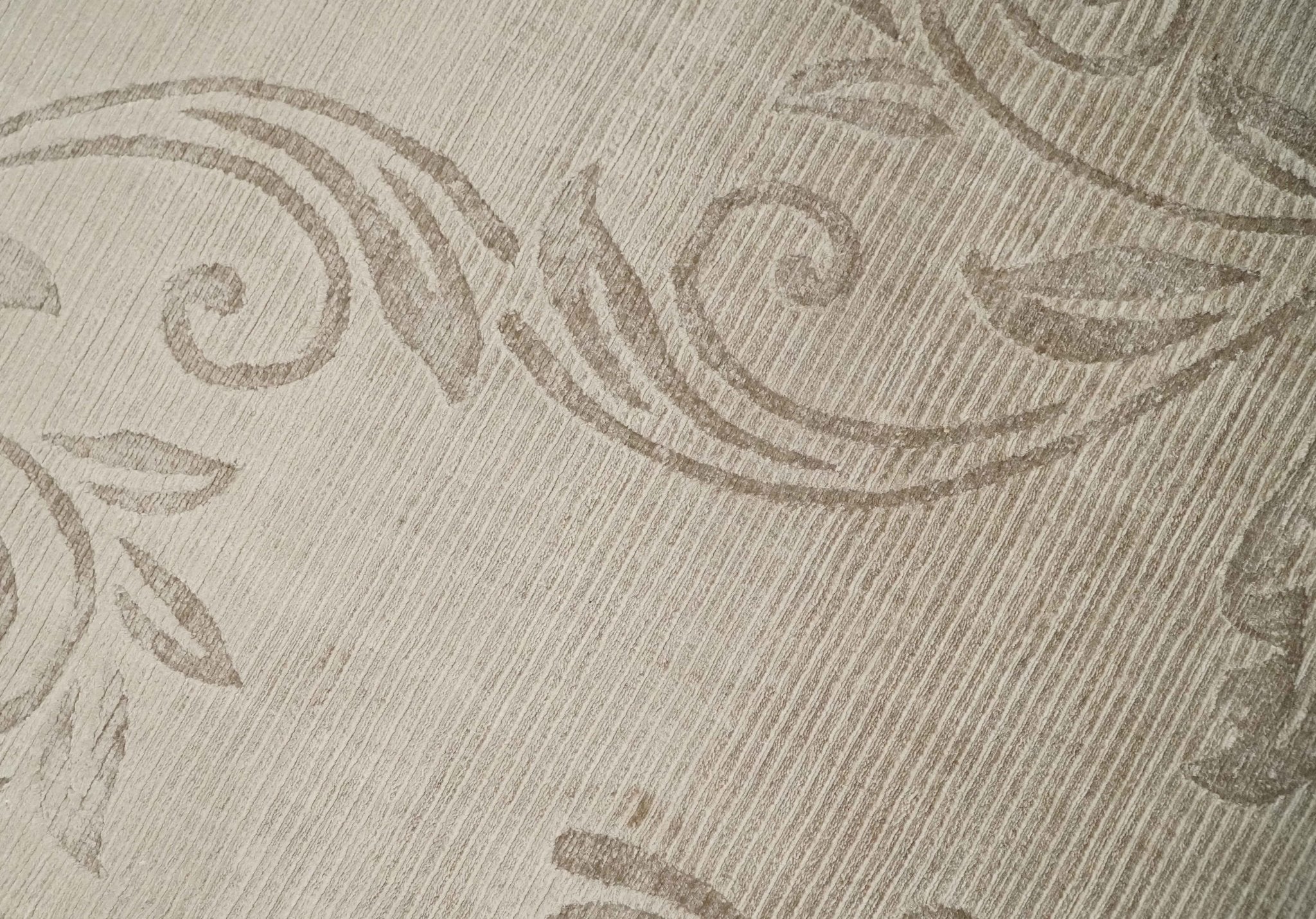 2.8x10 Hand Woven and Carved Brown Floral Art Silk Rug | KNT4 - Image 2