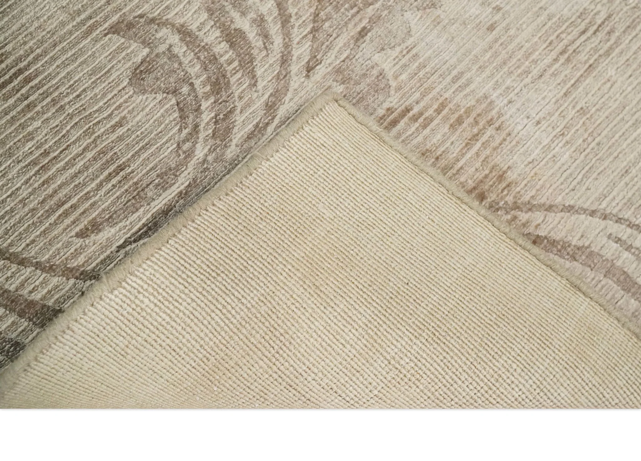 2.8x10 Hand Woven and Carved Brown Floral Art Silk Rug | KNT4 - Image 5