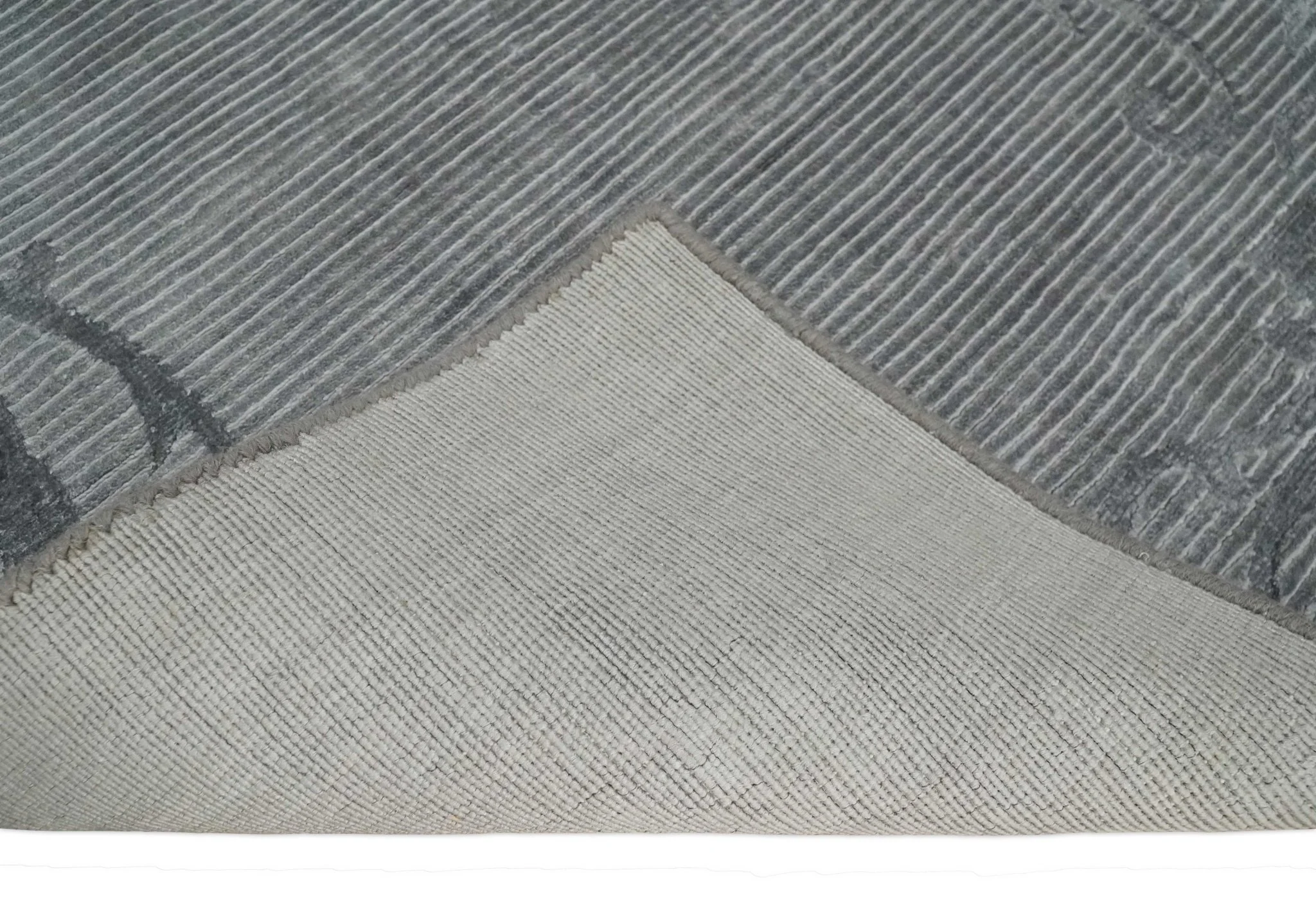 3x5 Hand Woven and Carved Silver and Gray Floral Art Silk Rug | KNT10 - Image 5