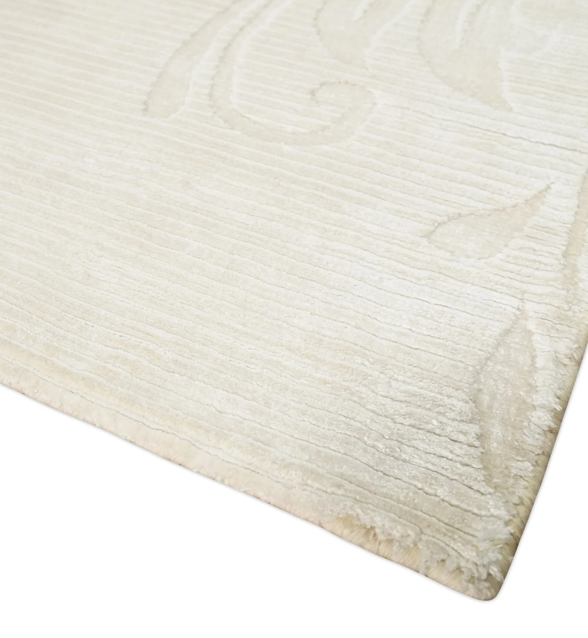 4x6 Hand Woven and Carved Silver and Ivory Floral Art Silk Rug | KNT5 - Image 3