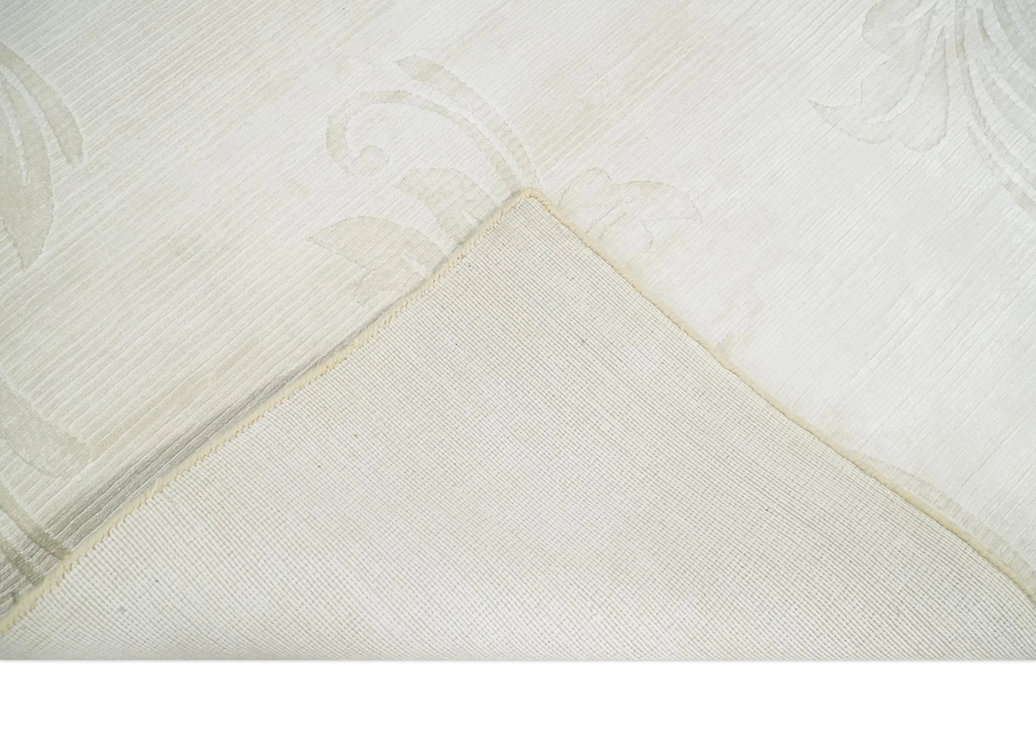 4x6 Hand Woven and Carved Silver and Ivory Floral Art Silk Rug | KNT5 - Image 5
